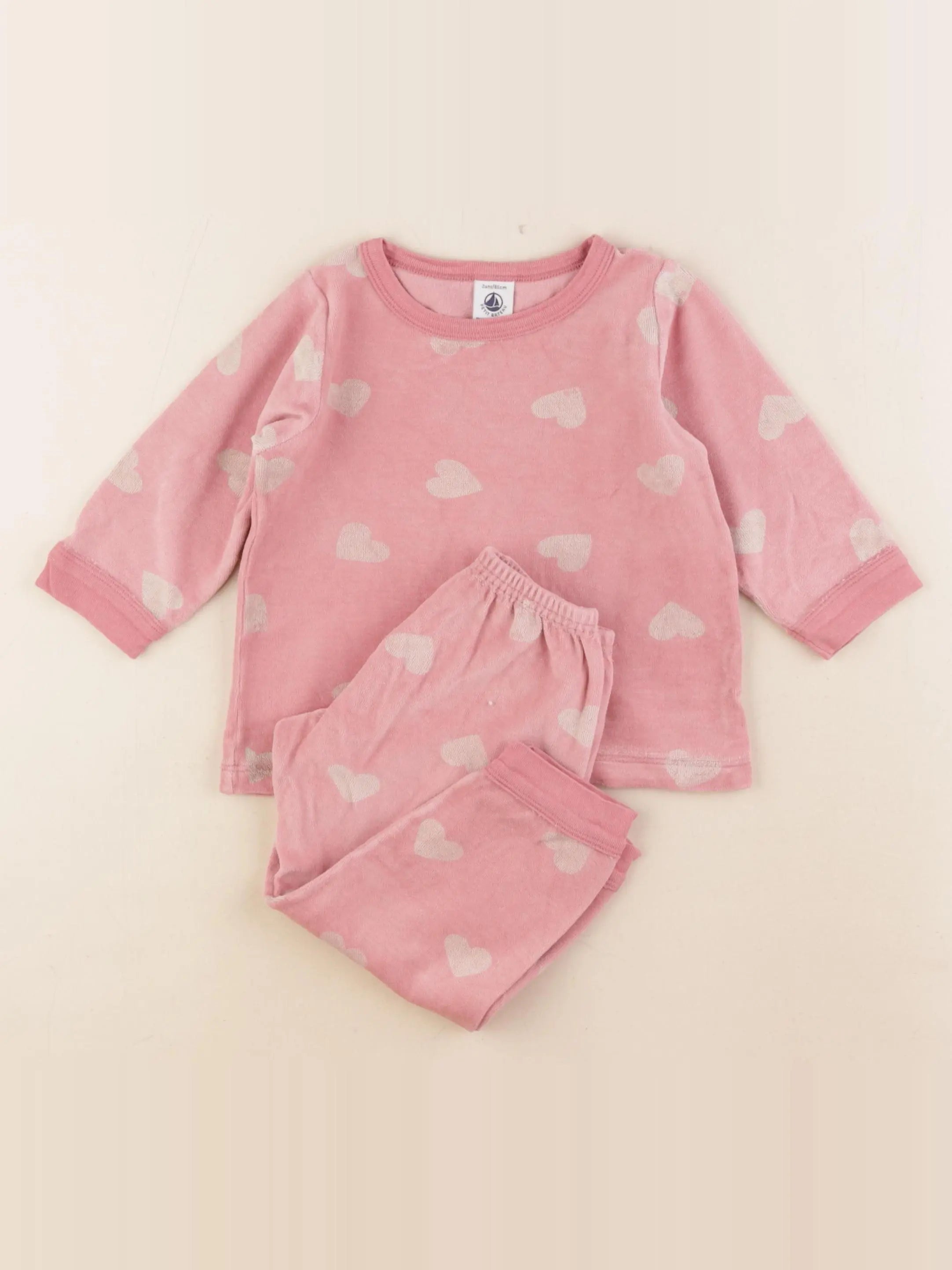 Petit Bateau - pyjama velours rose - 2 ans
