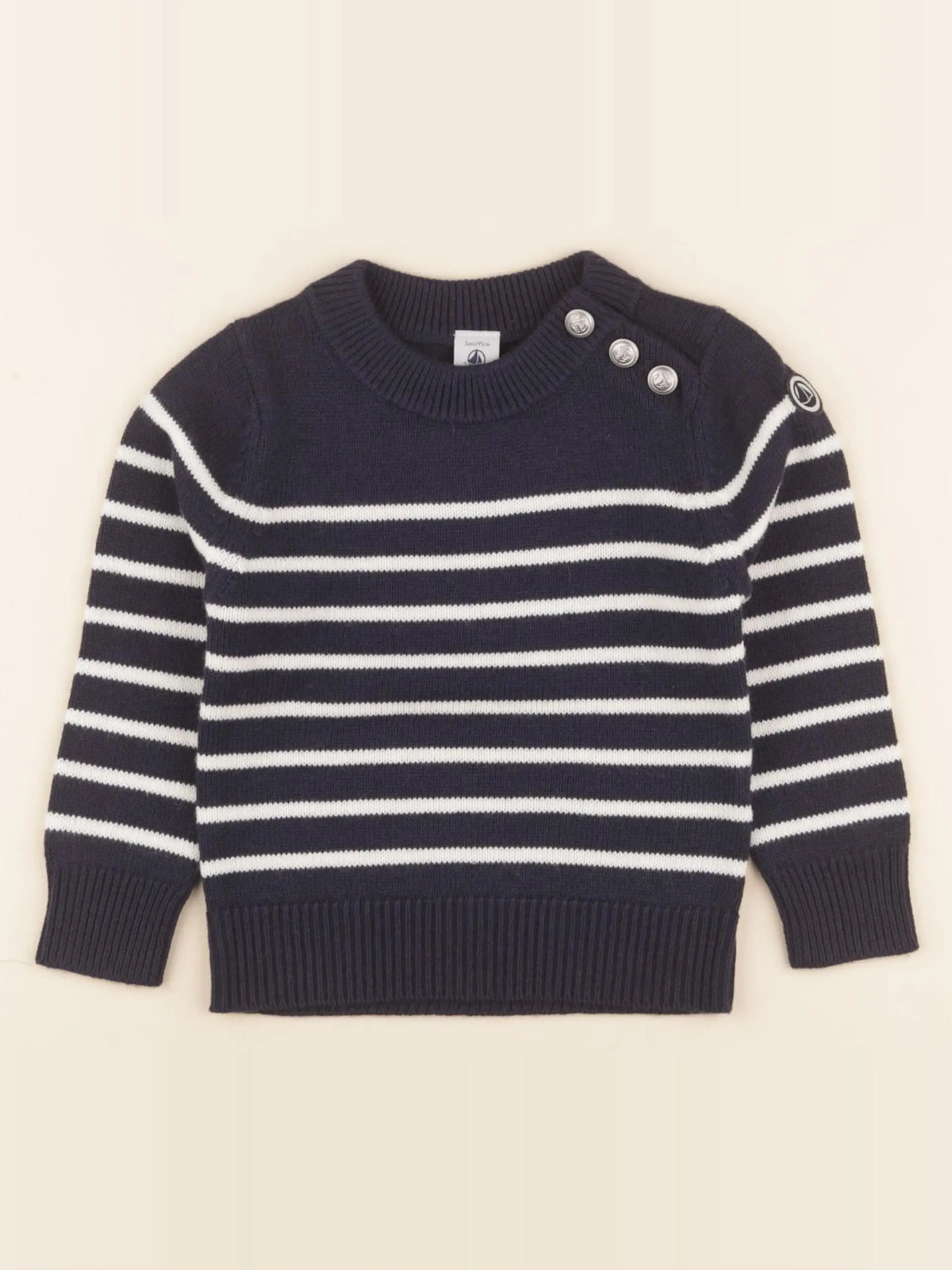 Petit Bateau - pull bleu, blanc - 3 ans