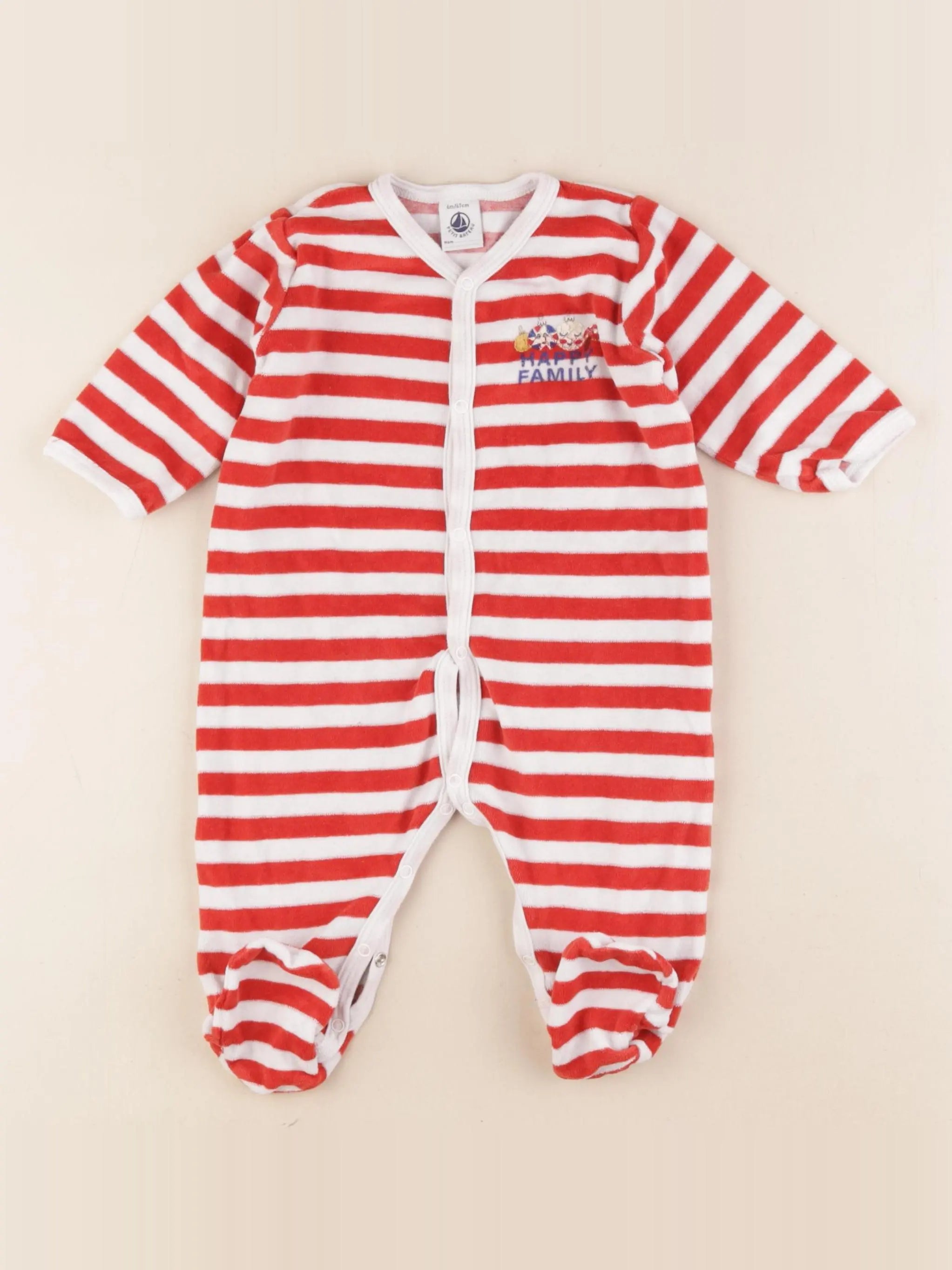 Petit Bateau - pyjama velours rouge - 6 mois