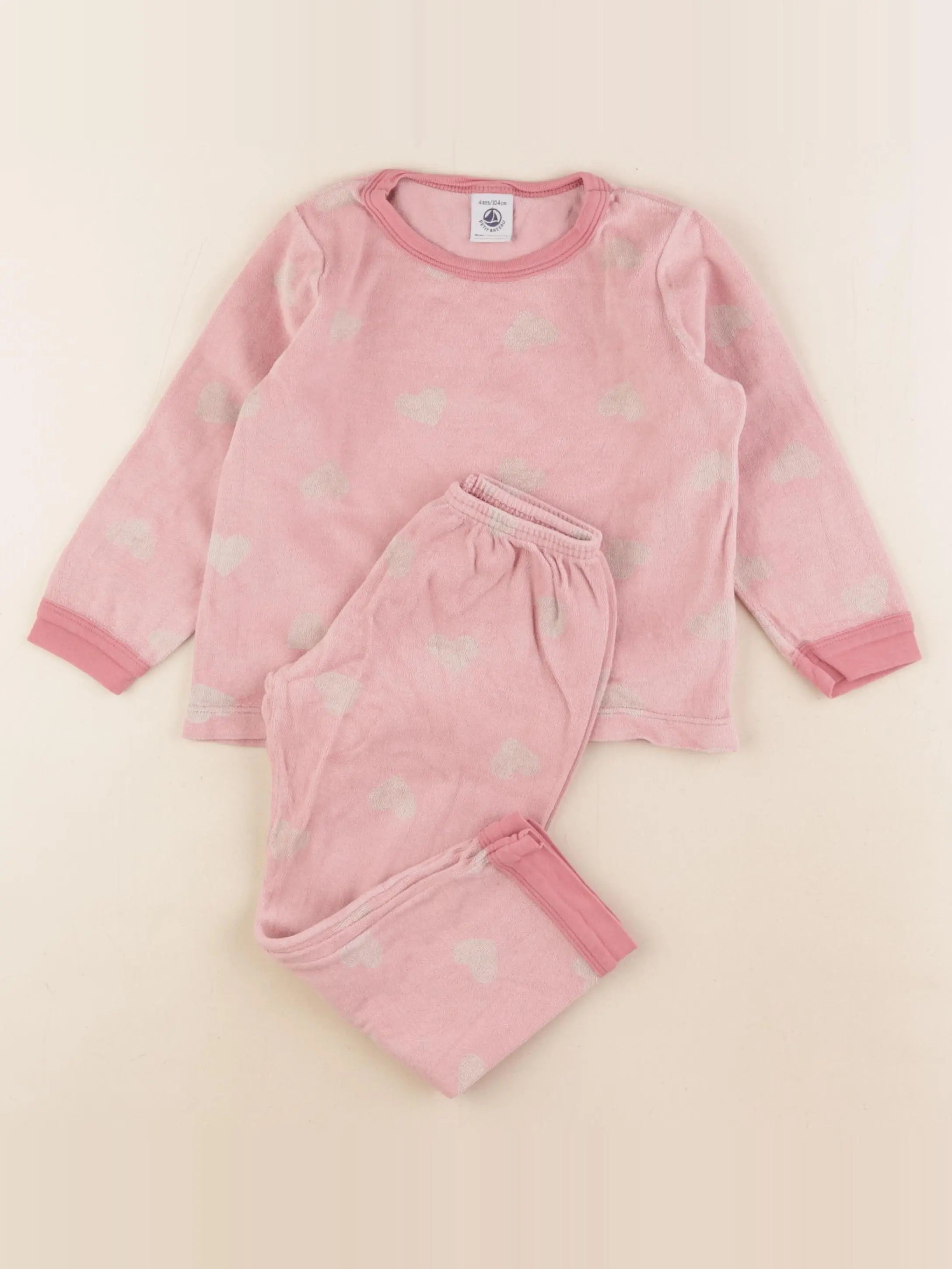 Petit Bateau - pyjama velours rose - 4 ans