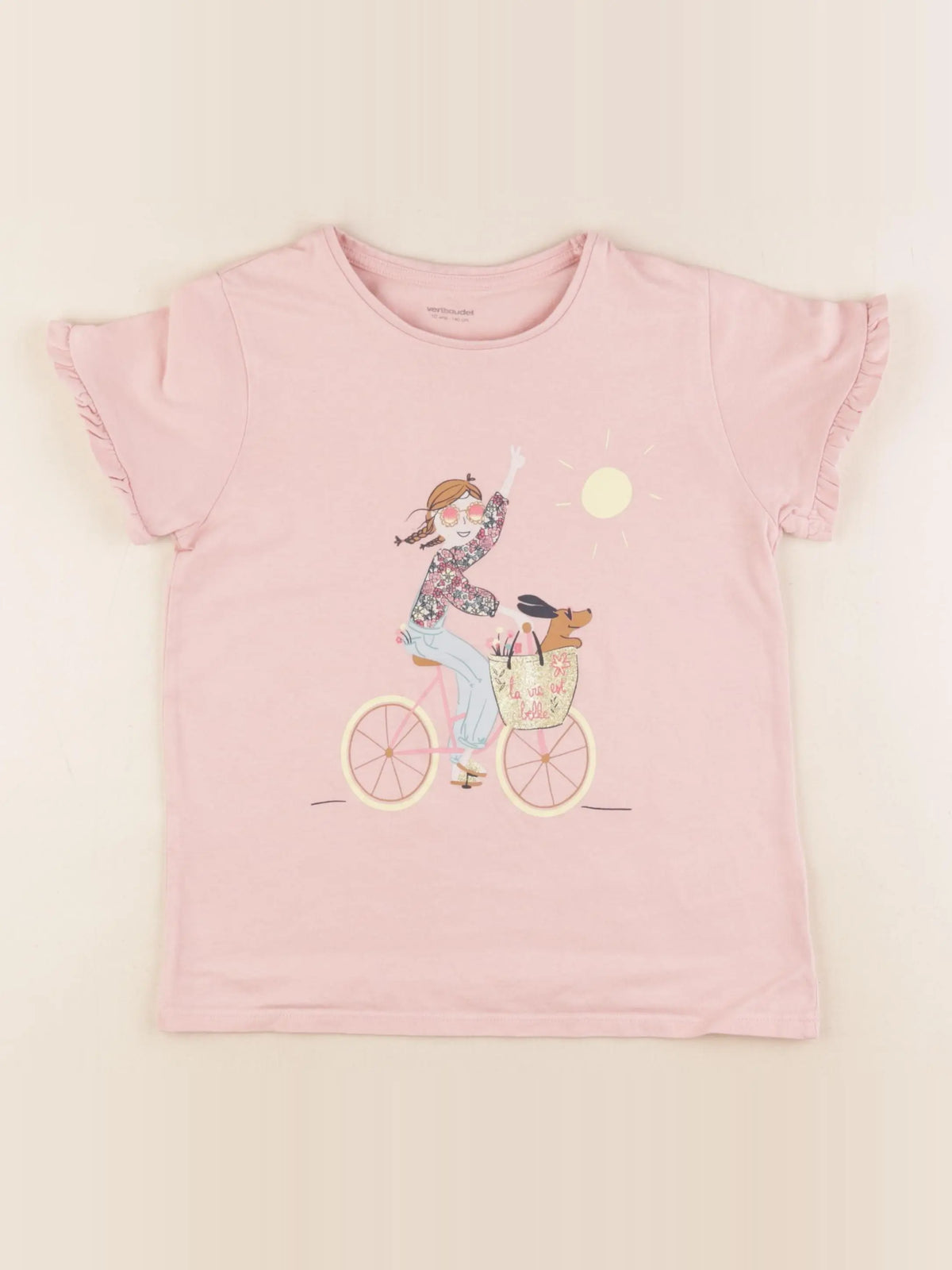 Vertbaudet - tee-shirt rose - 10 ans