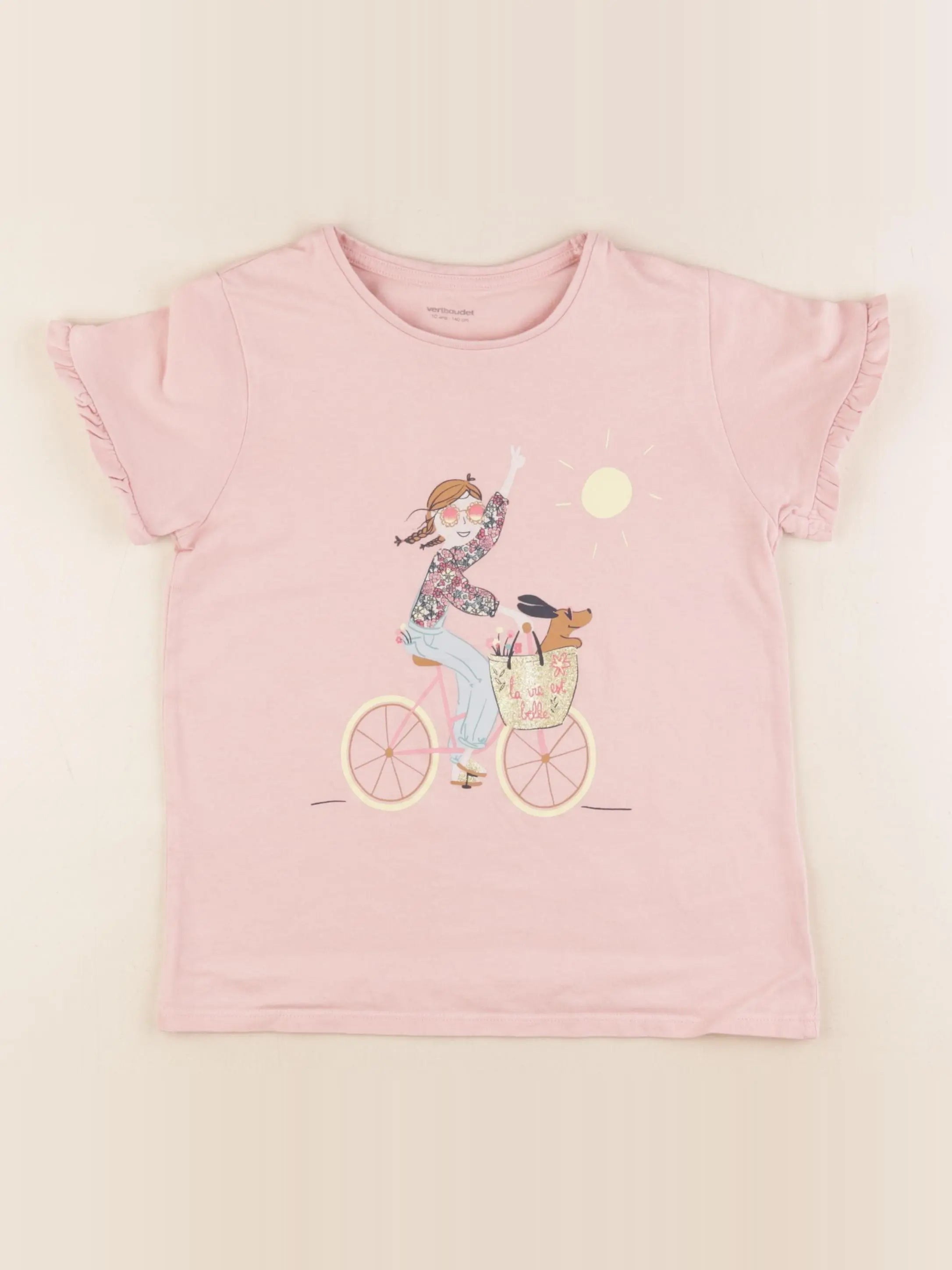 Vertbaudet - tee-shirt rose - 10 ans