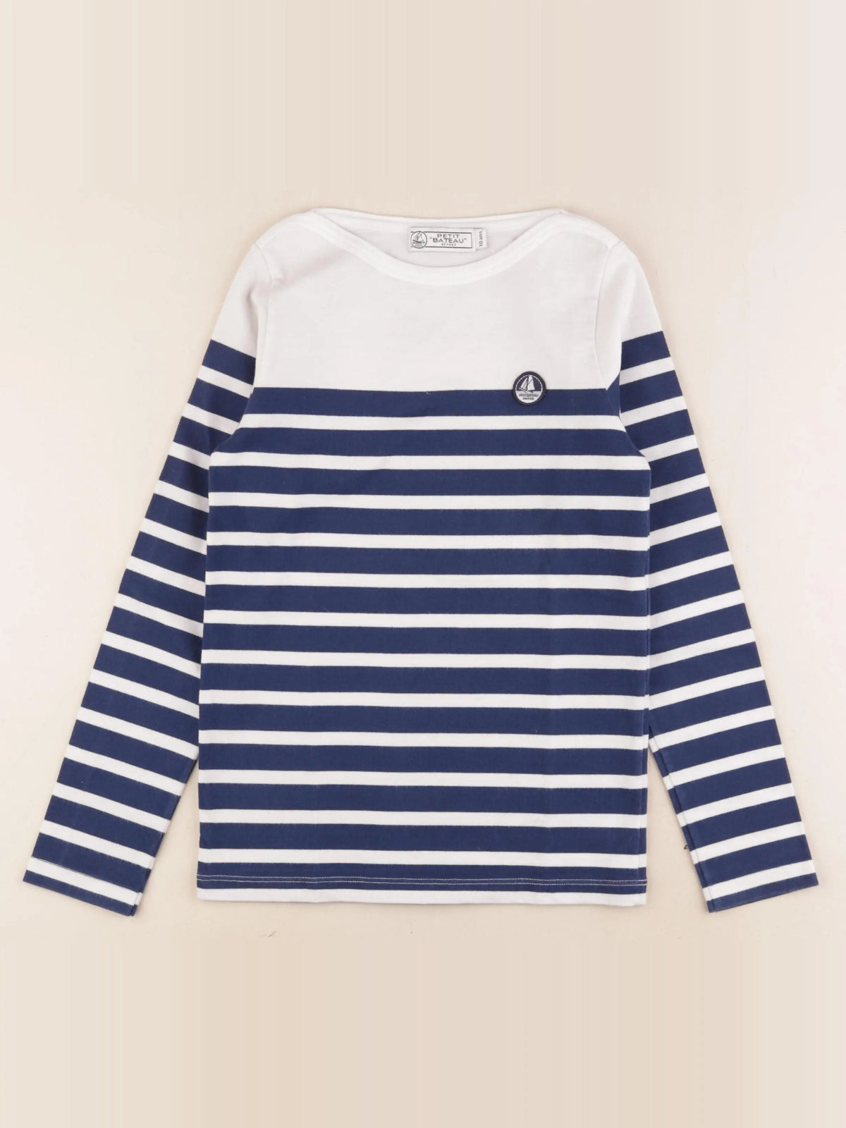 Petit Bateau - tee-shirt blanc, bleu - 10 ans