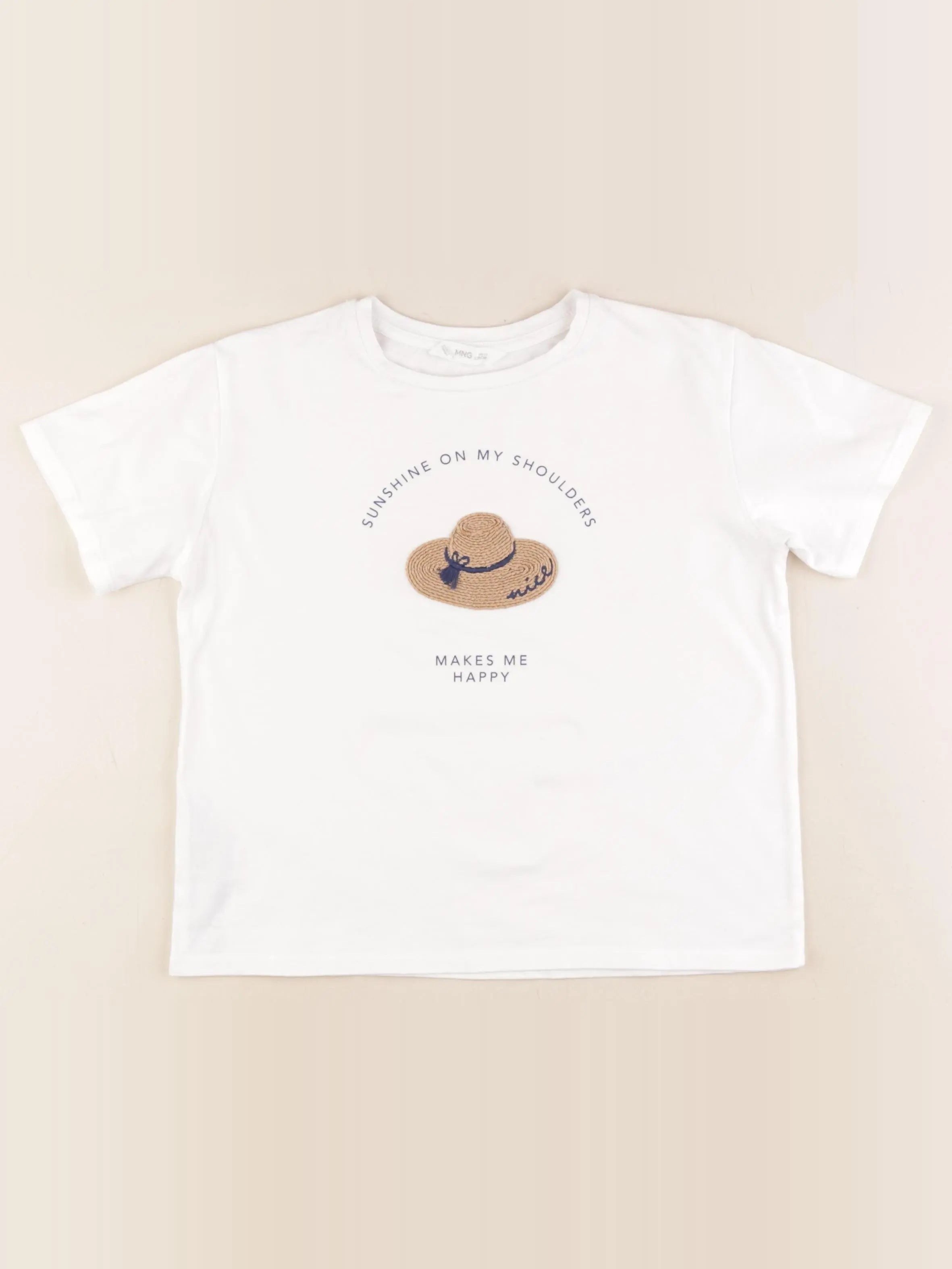 Mango - tee-shirt blanc, bleu - 7/8 ans