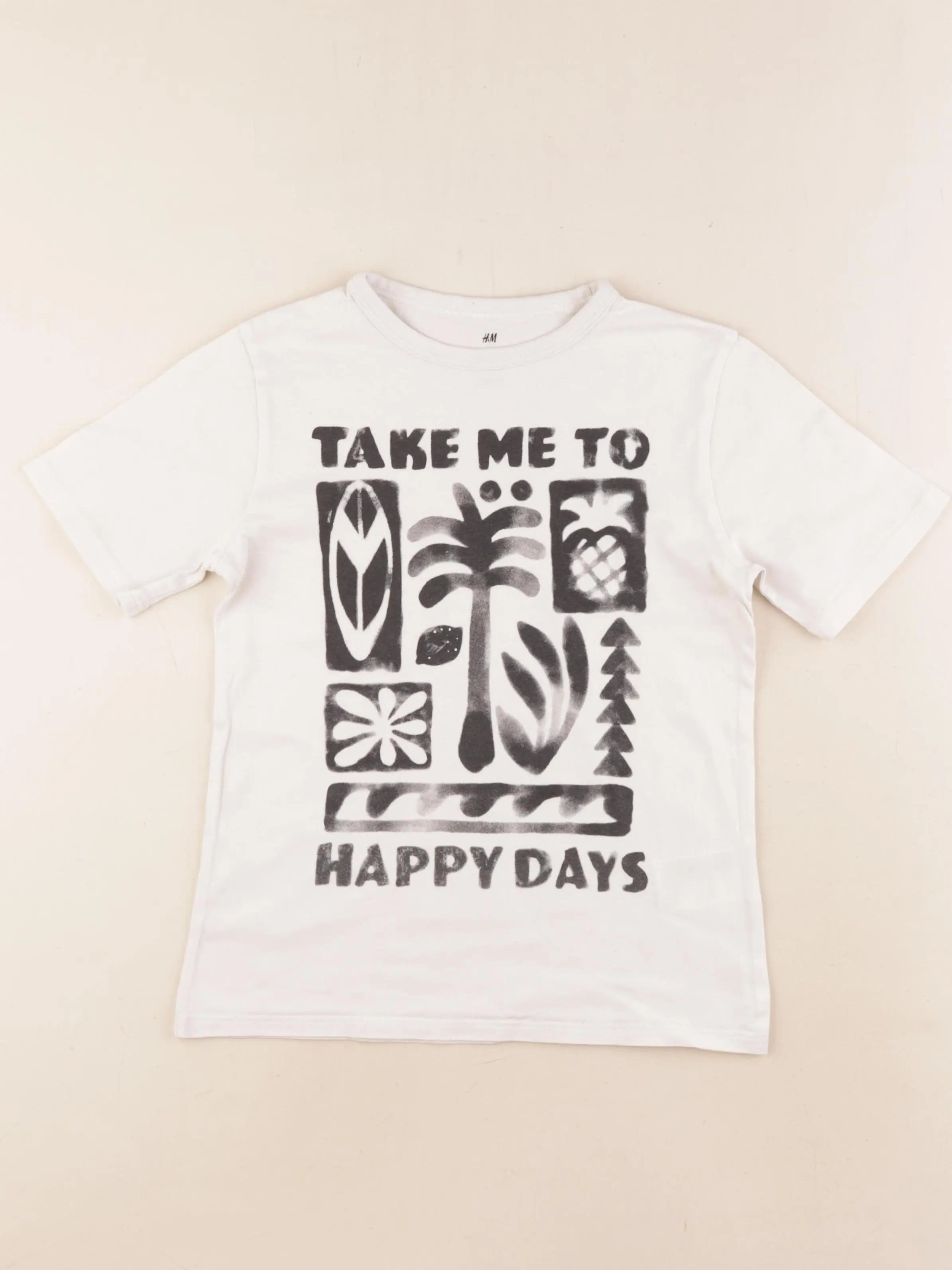 H&M - tee-shirt beige - 6/8 ans