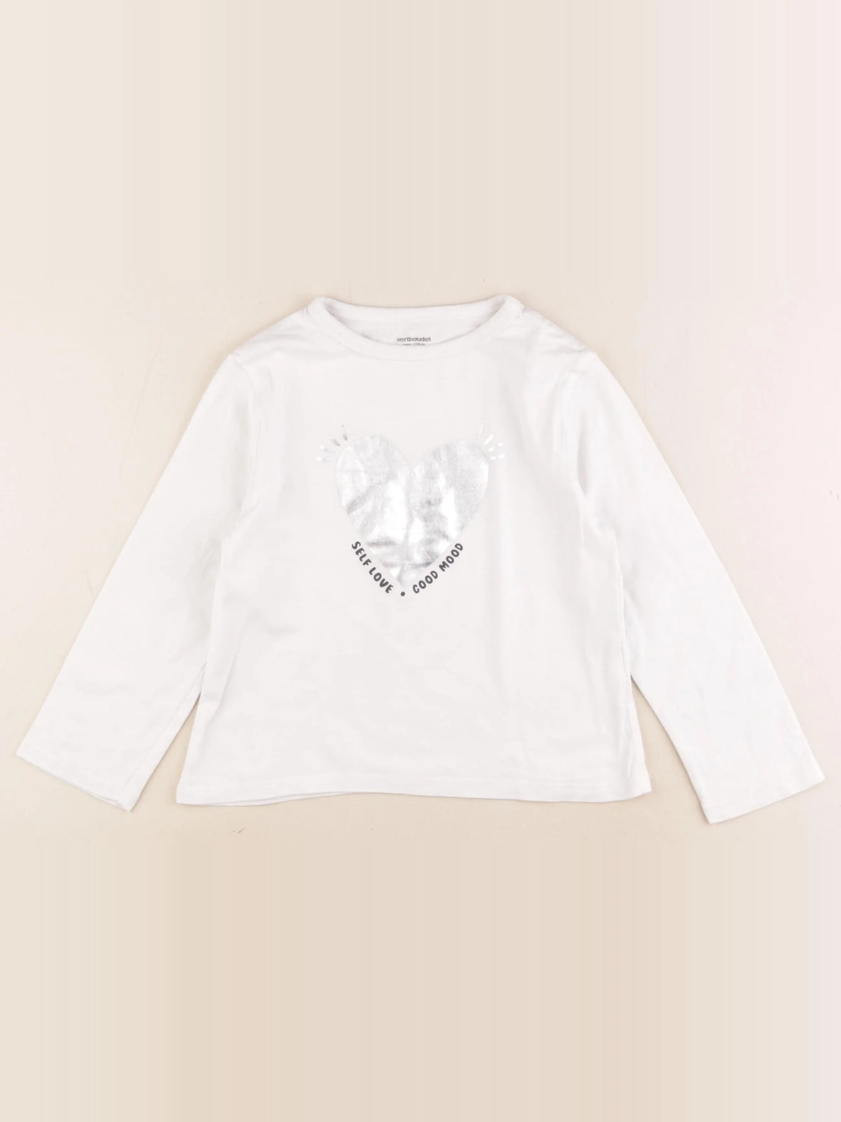 Vertbaudet - tee-shirt argent, blanc - 6 ans