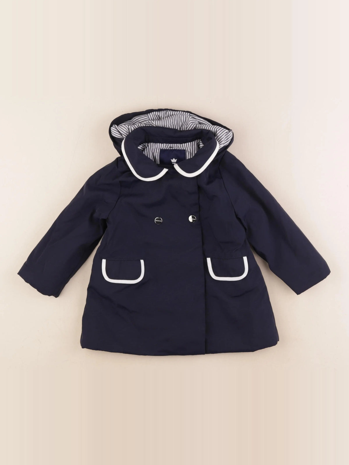 Jacadi - imperméable bleu, blanc - 24 mois
