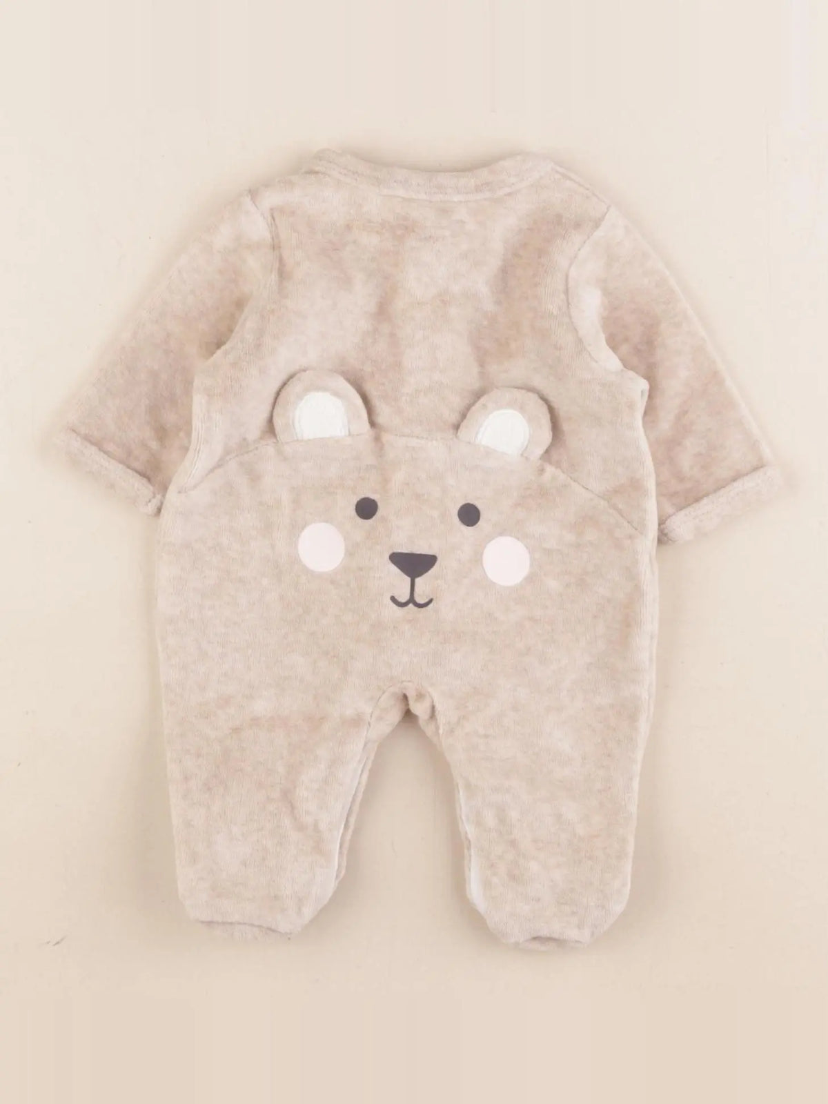 Vertbaudet - pyjama velours beige - 0 mois