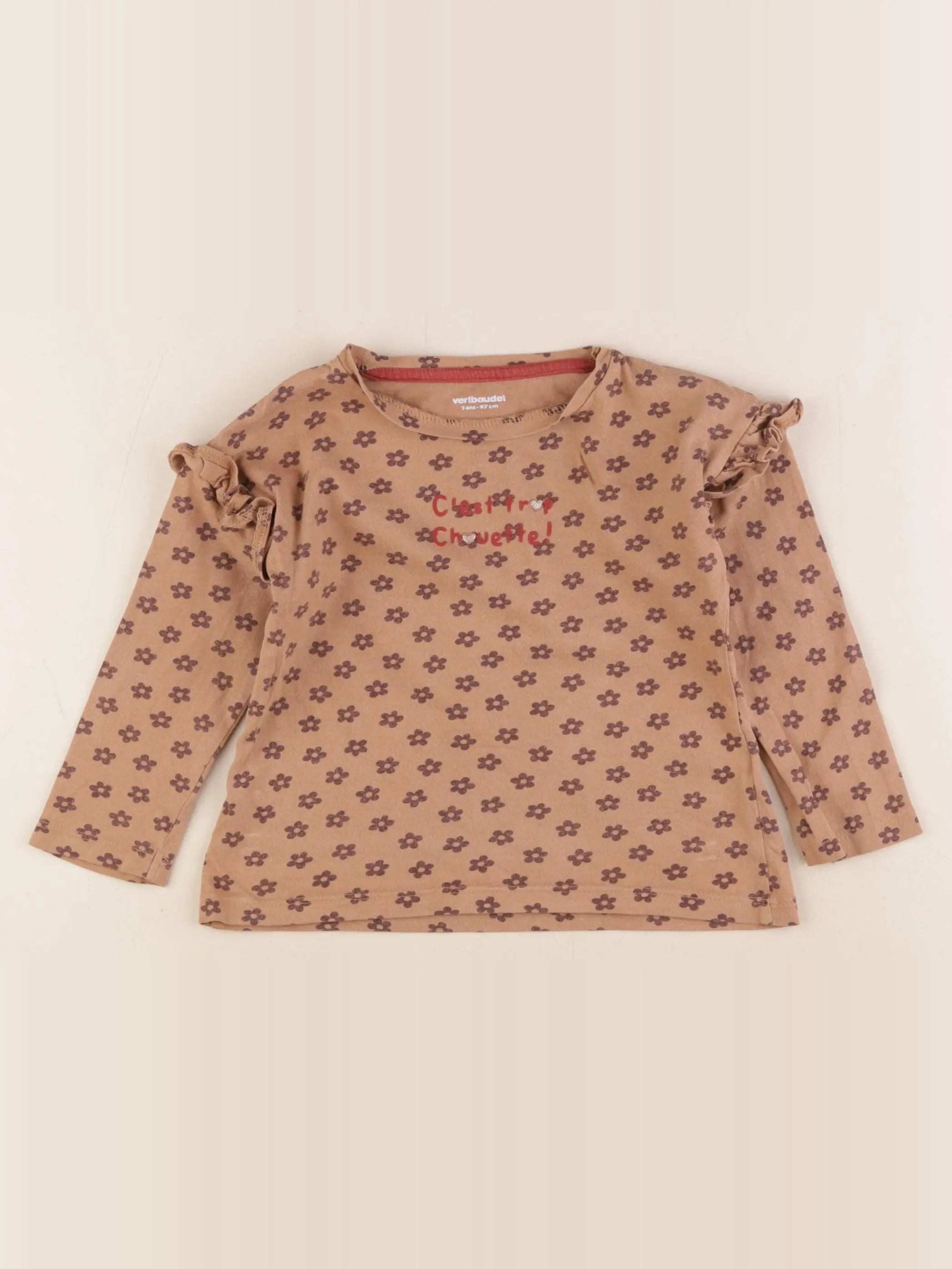 Vertbaudet - tee-shirt marron - 3 ans