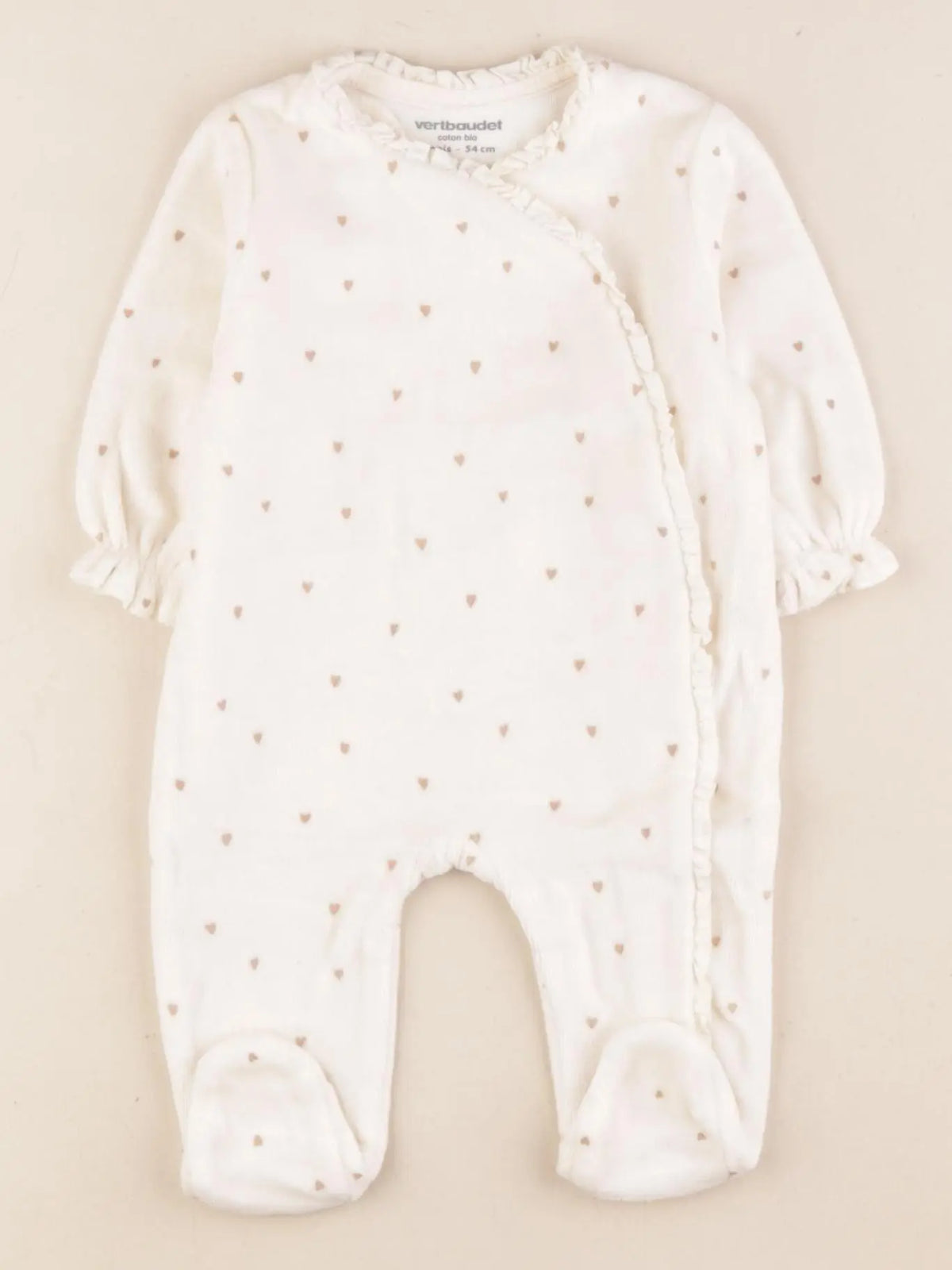Vertbaudet - pyjama velours beige - 1 mois