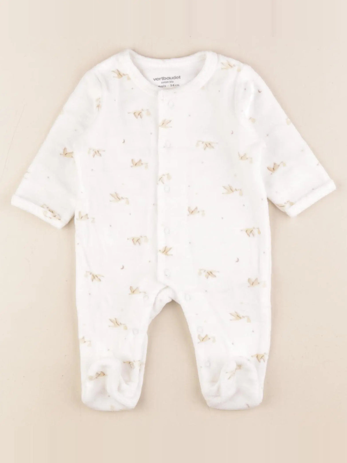 Vertbaudet - pyjama velours beige - 1 mois