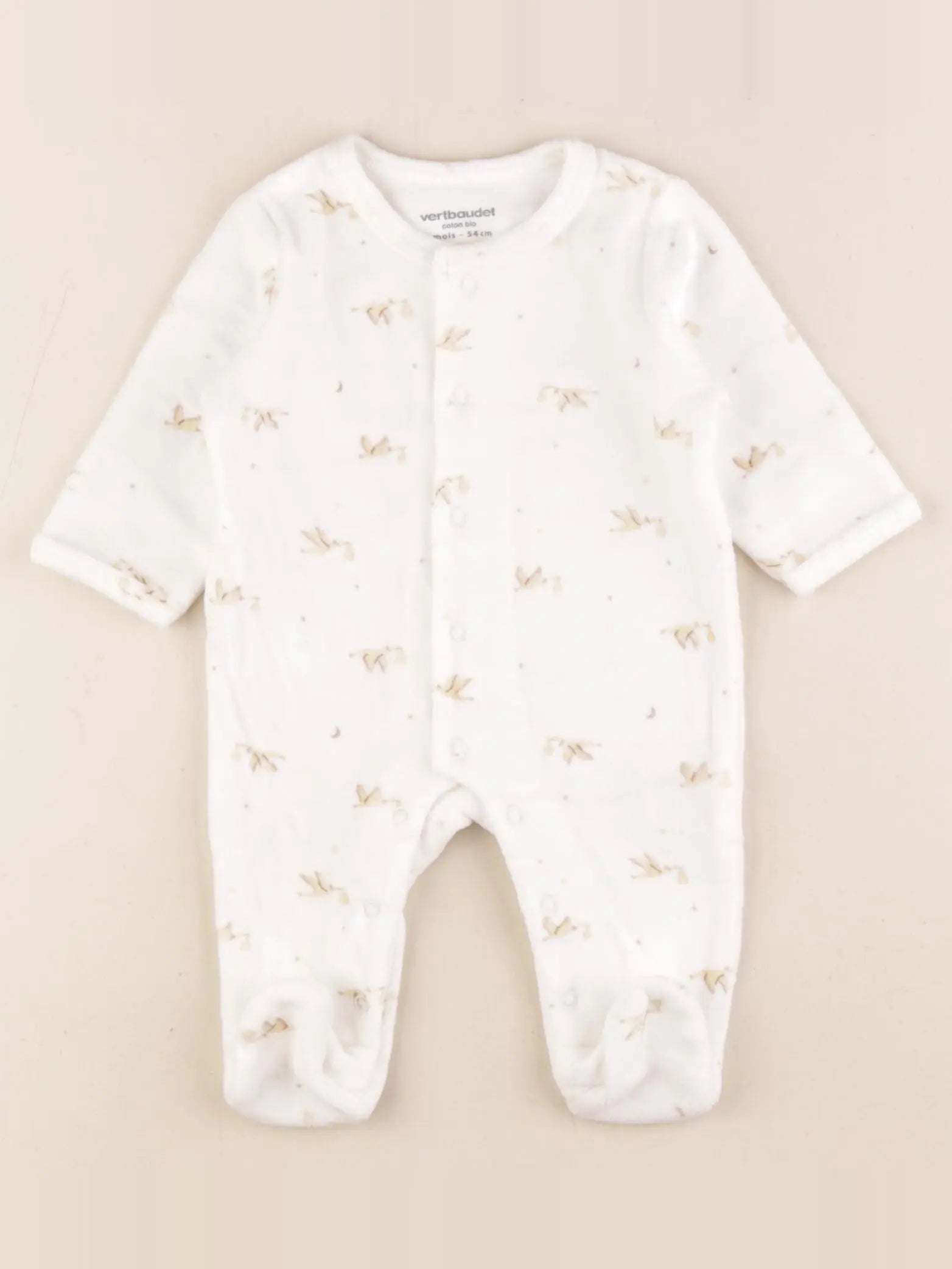 Vertbaudet - pyjama velours beige - 1 mois