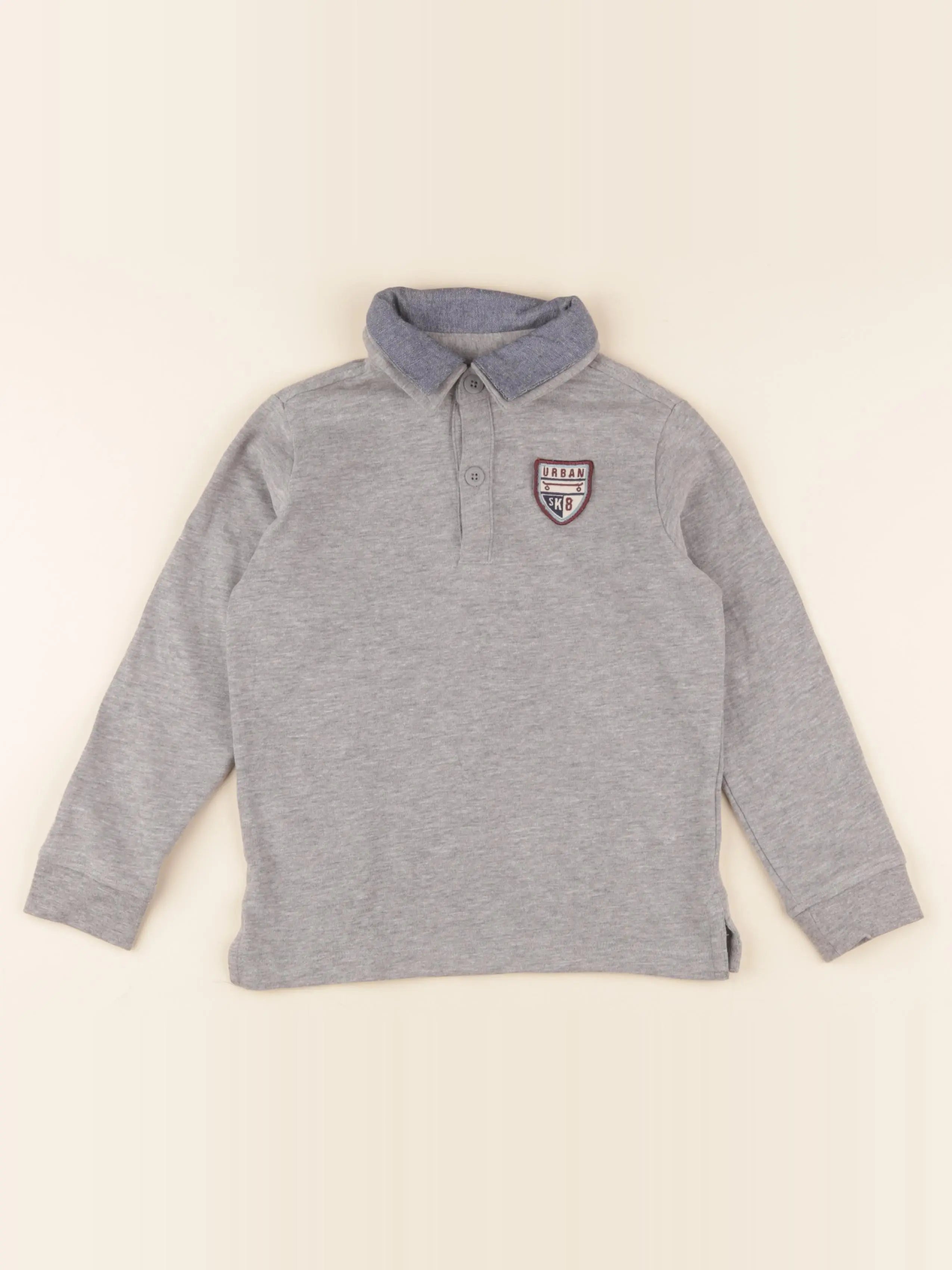 Vertbaudet - polo gris, bleu - 5 ans