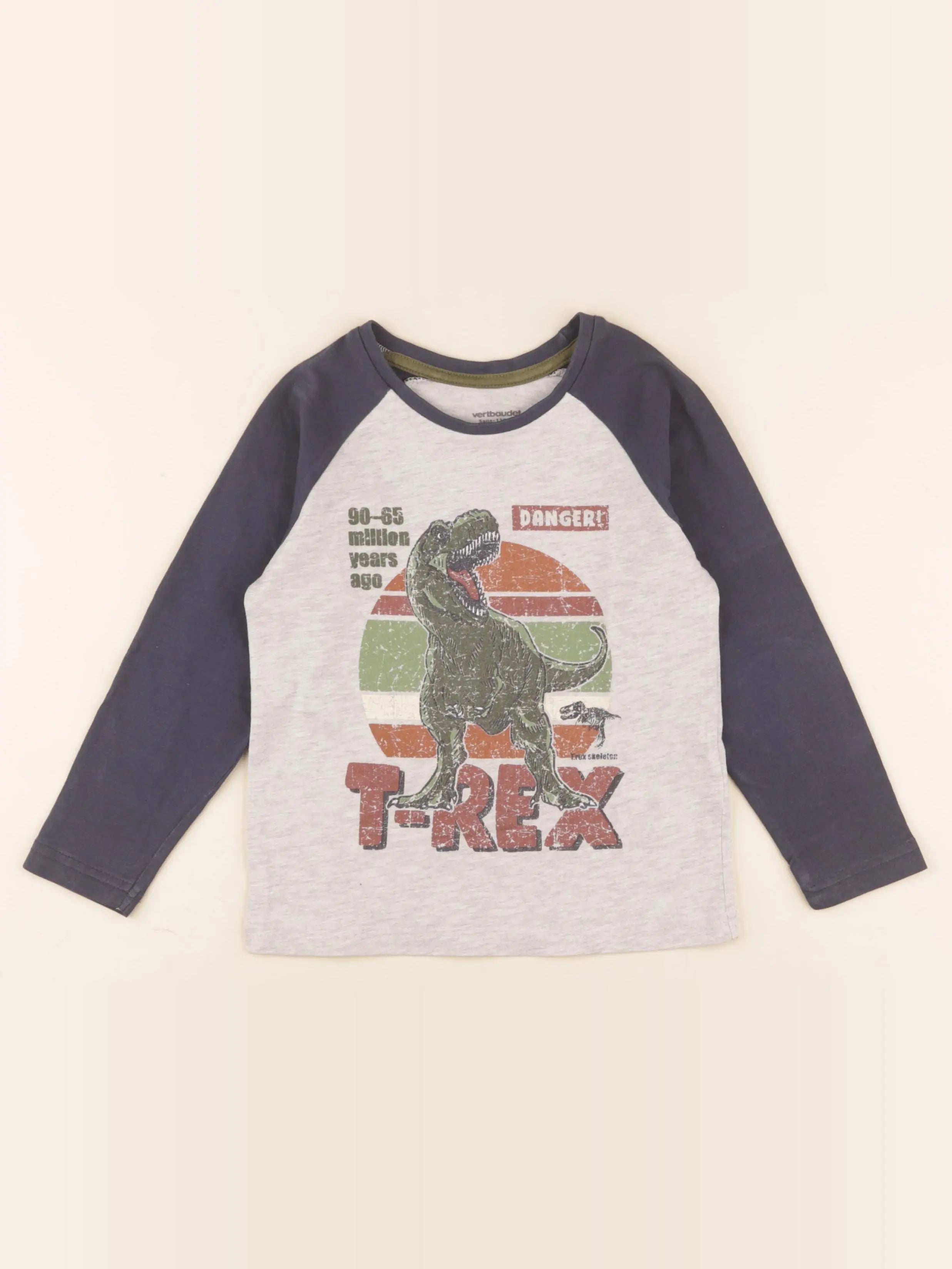Vertbaudet - tee-shirt bleu, gris - 5 ans