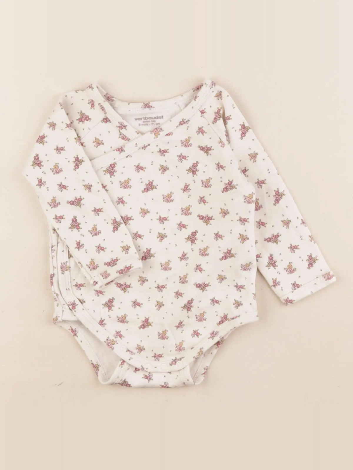 Vertbaudet - body velours beige - 9 mois