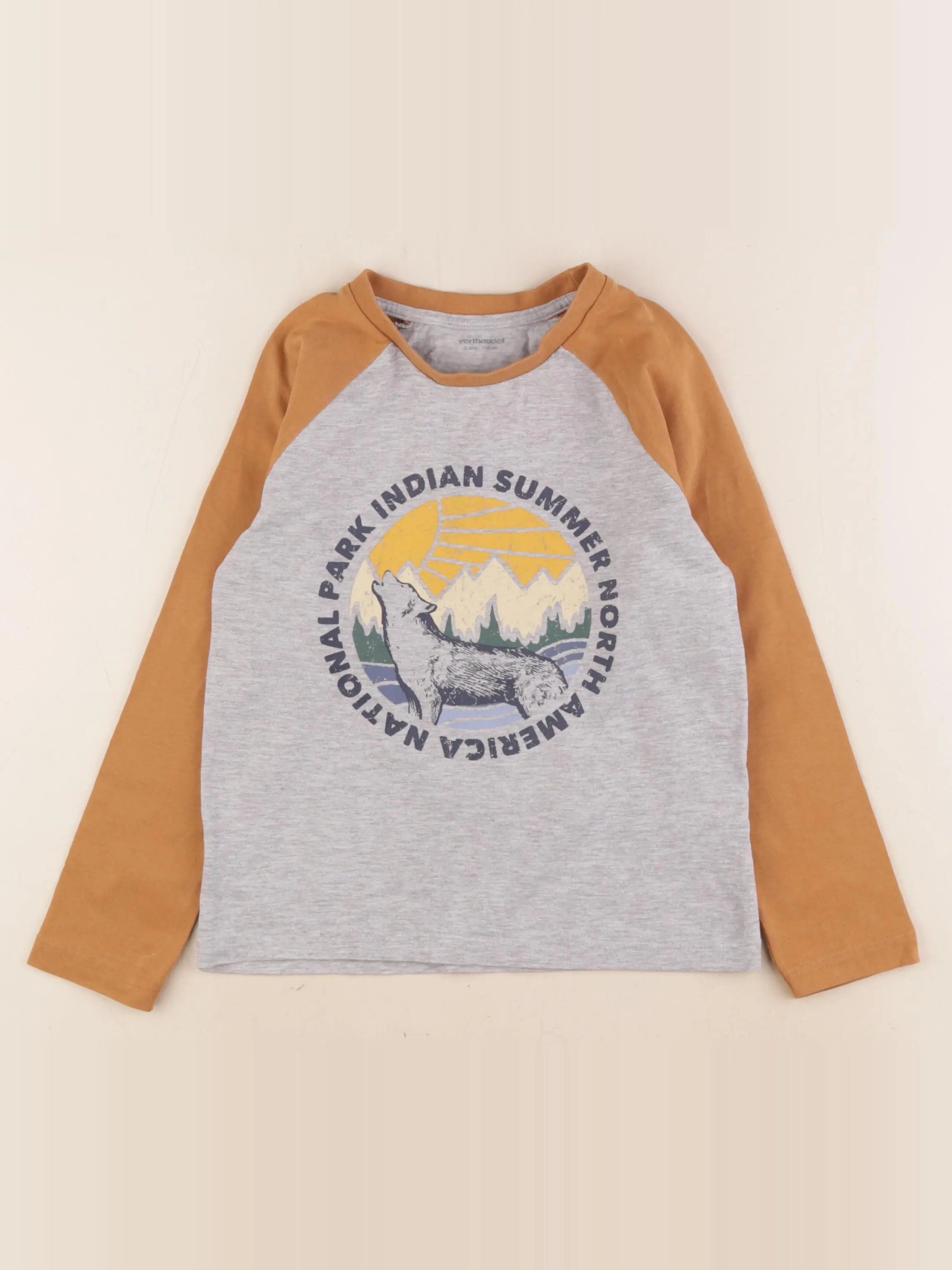 Vertbaudet - tee-shirt gris, jaune - 6 ans