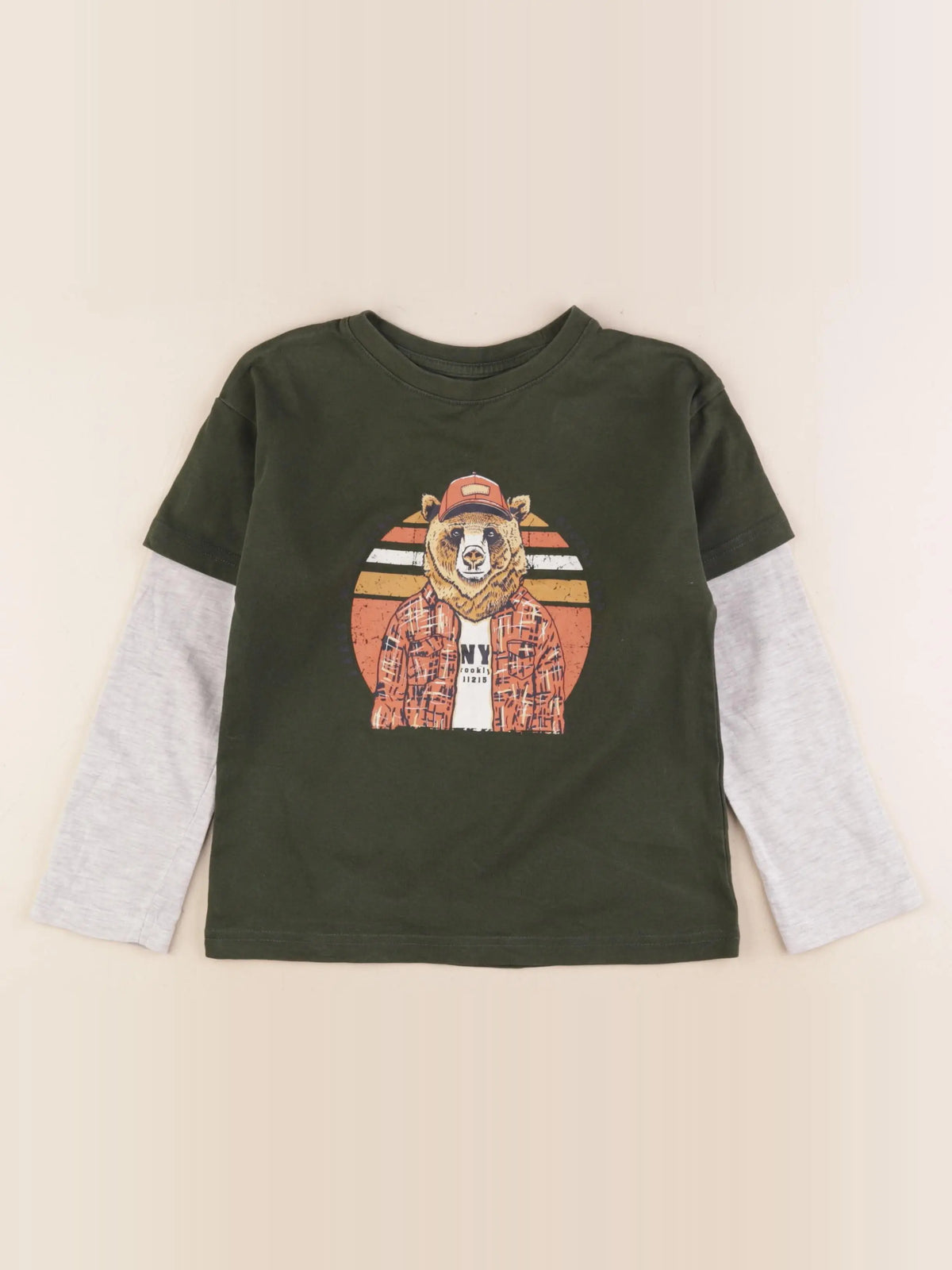 Vertbaudet - tee-shirt gris, vert - 6 ans