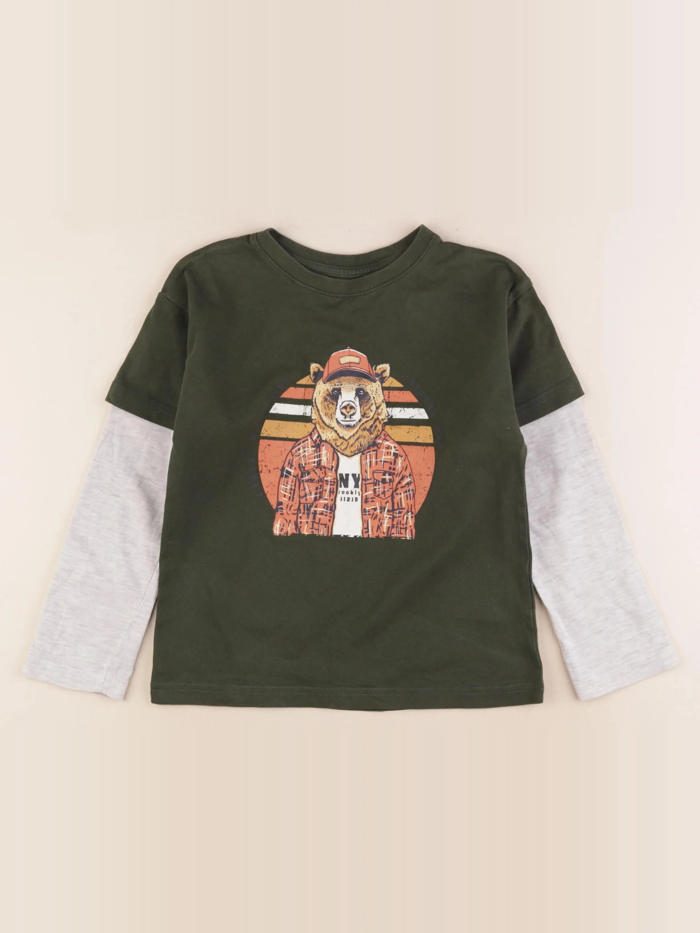 Vertbaudet - tee-shirt gris, vert - 6 ans