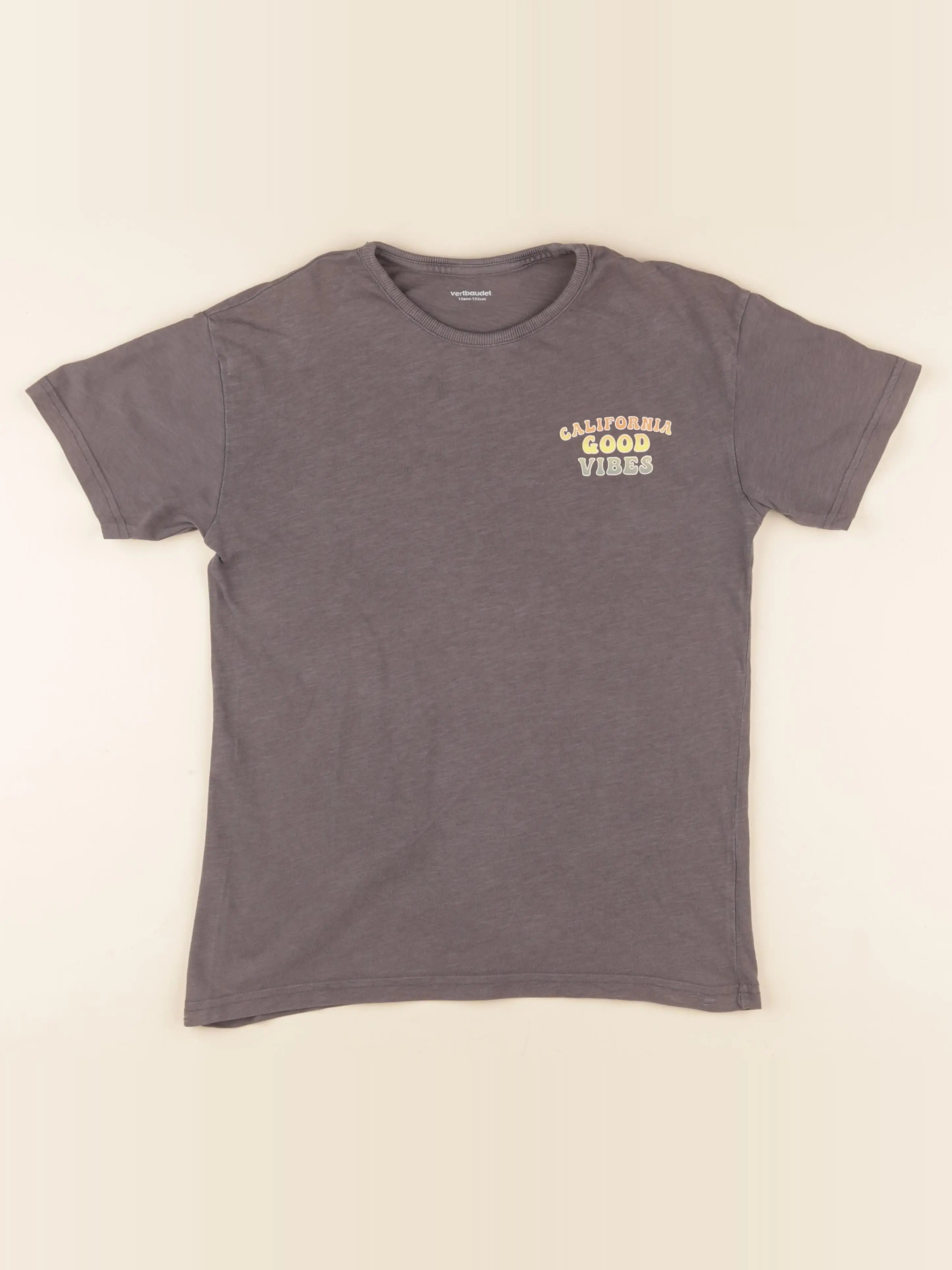 Vertbaudet - tee-shirt imprimé au dos taupe - 12 ans