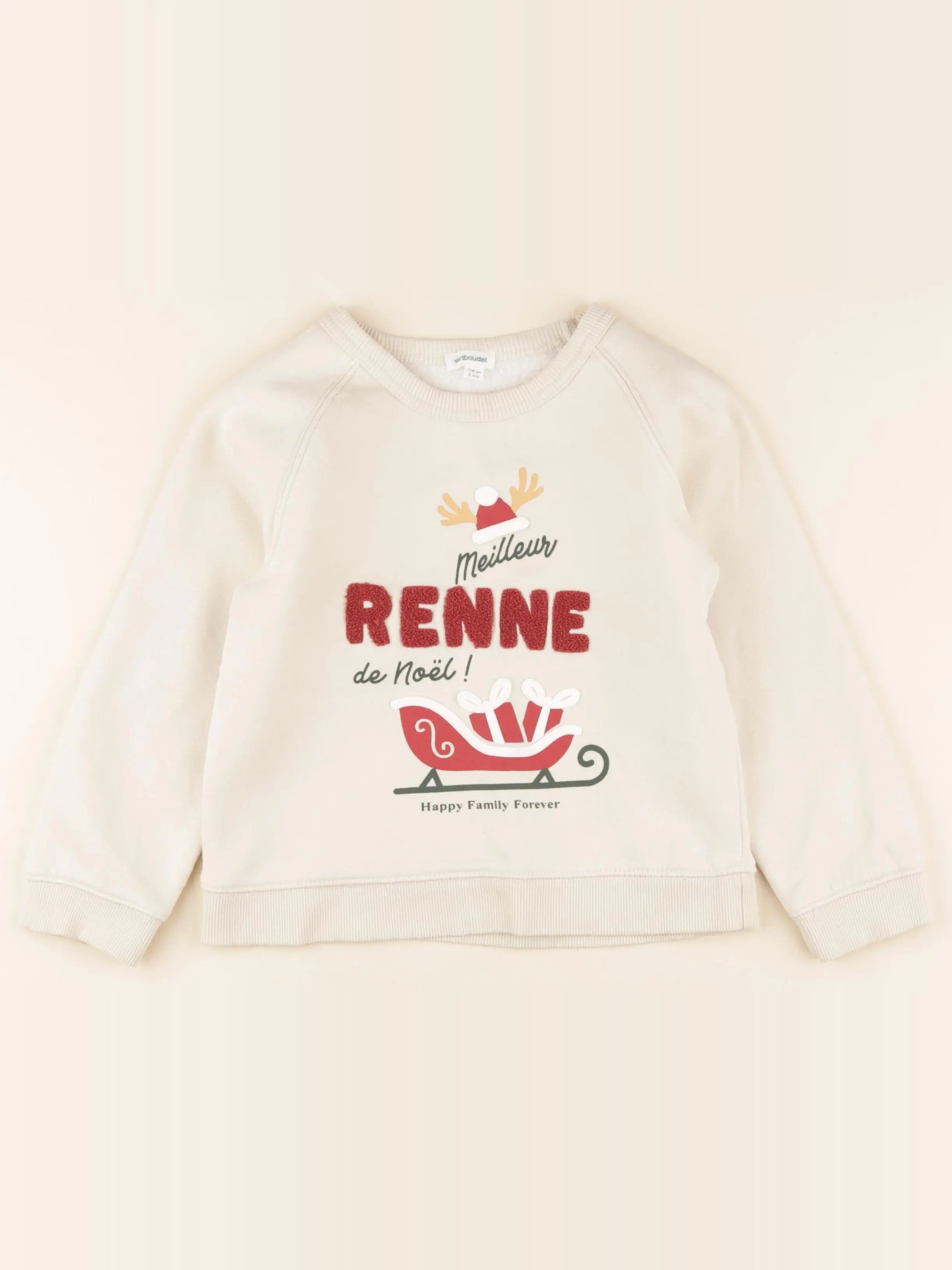 Vertbaudet - sweat beige - 6 ans