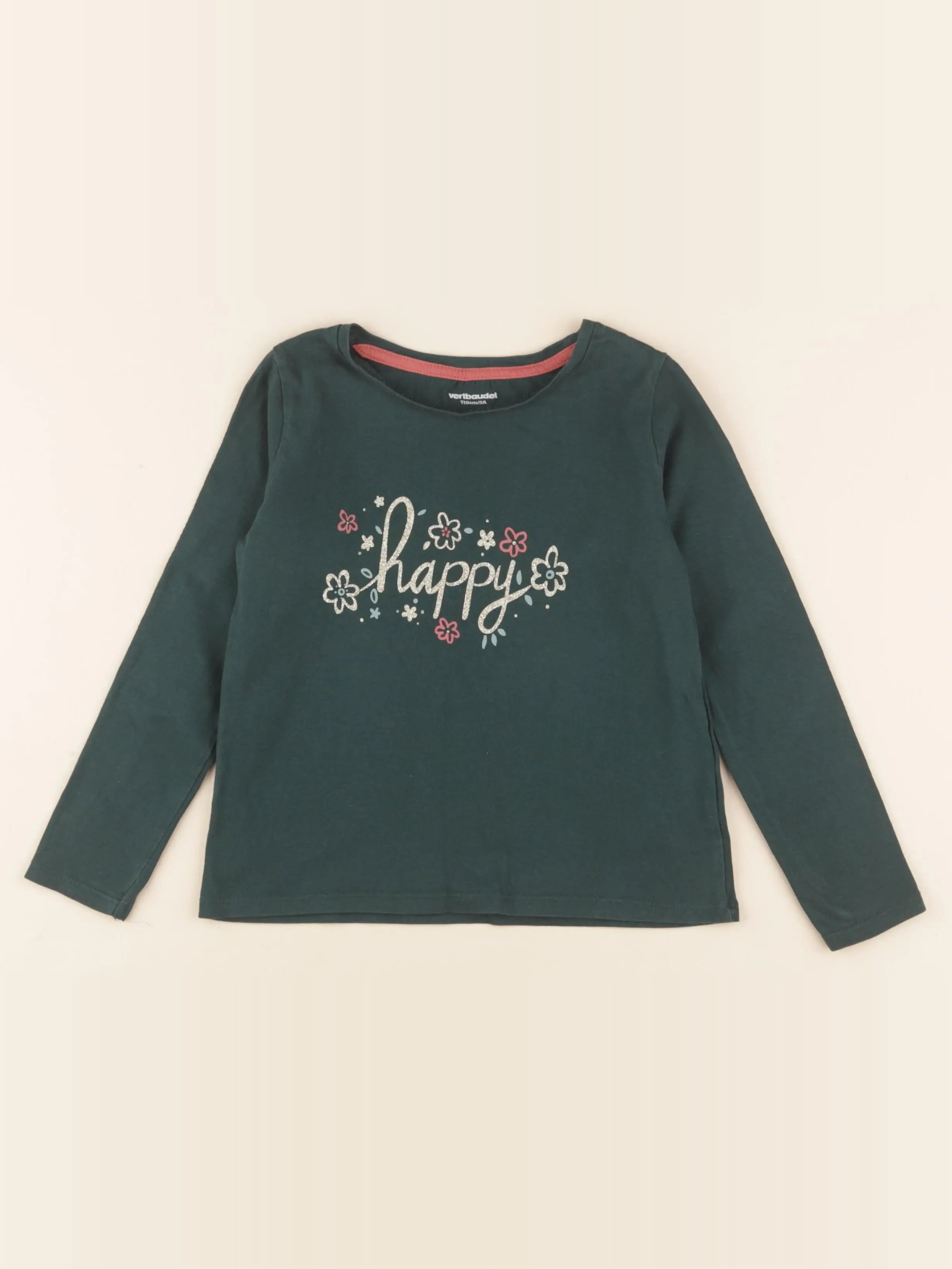 Vertbaudet - tee-shirt or, vert - 5 ans