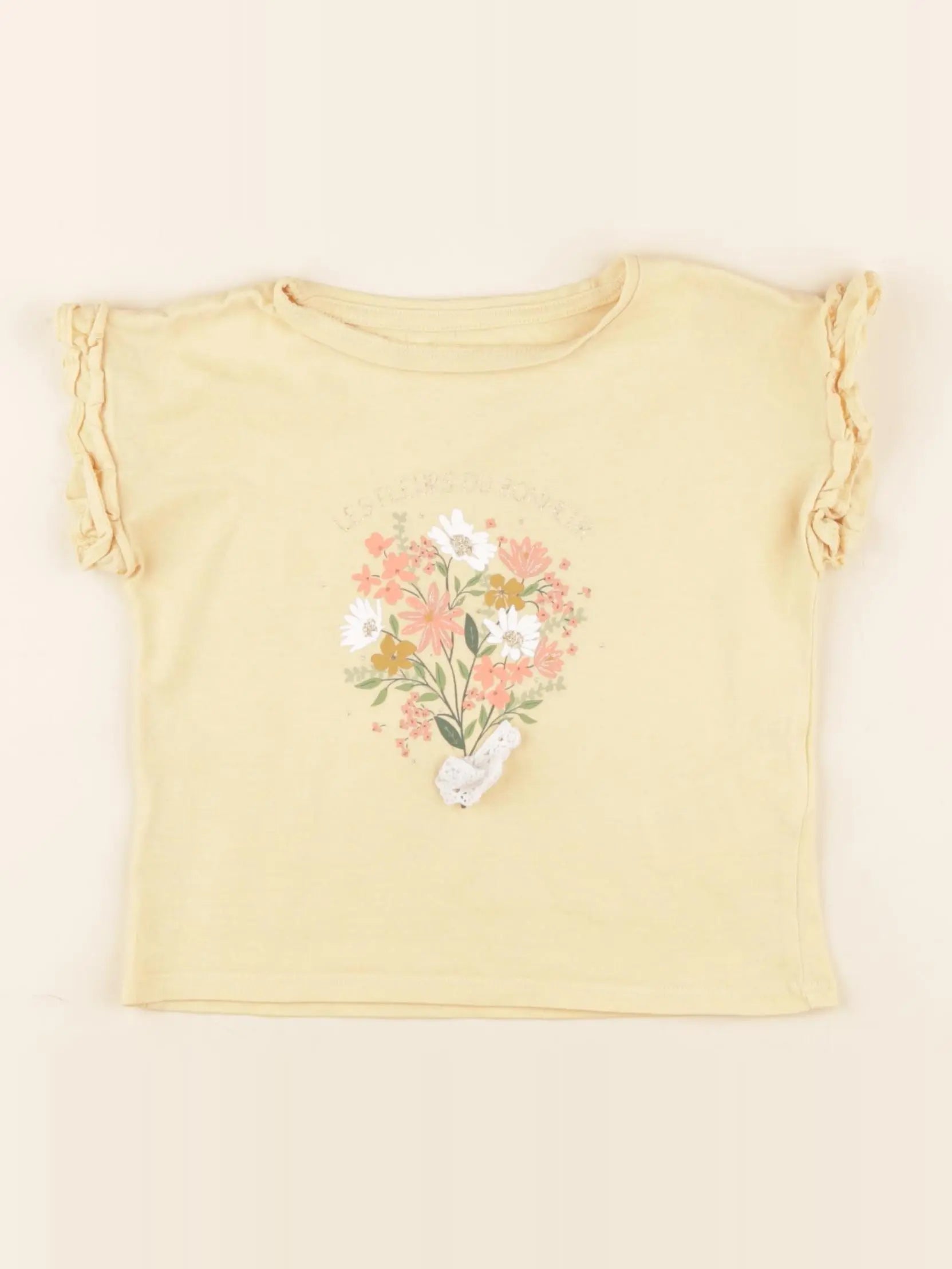 Vertbaudet - tee-shirt jaune, or - 2 ans