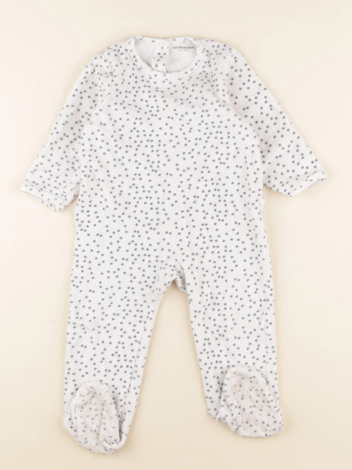 Vertbaudet - pyjama velours blanc, bleu - 2 ans
