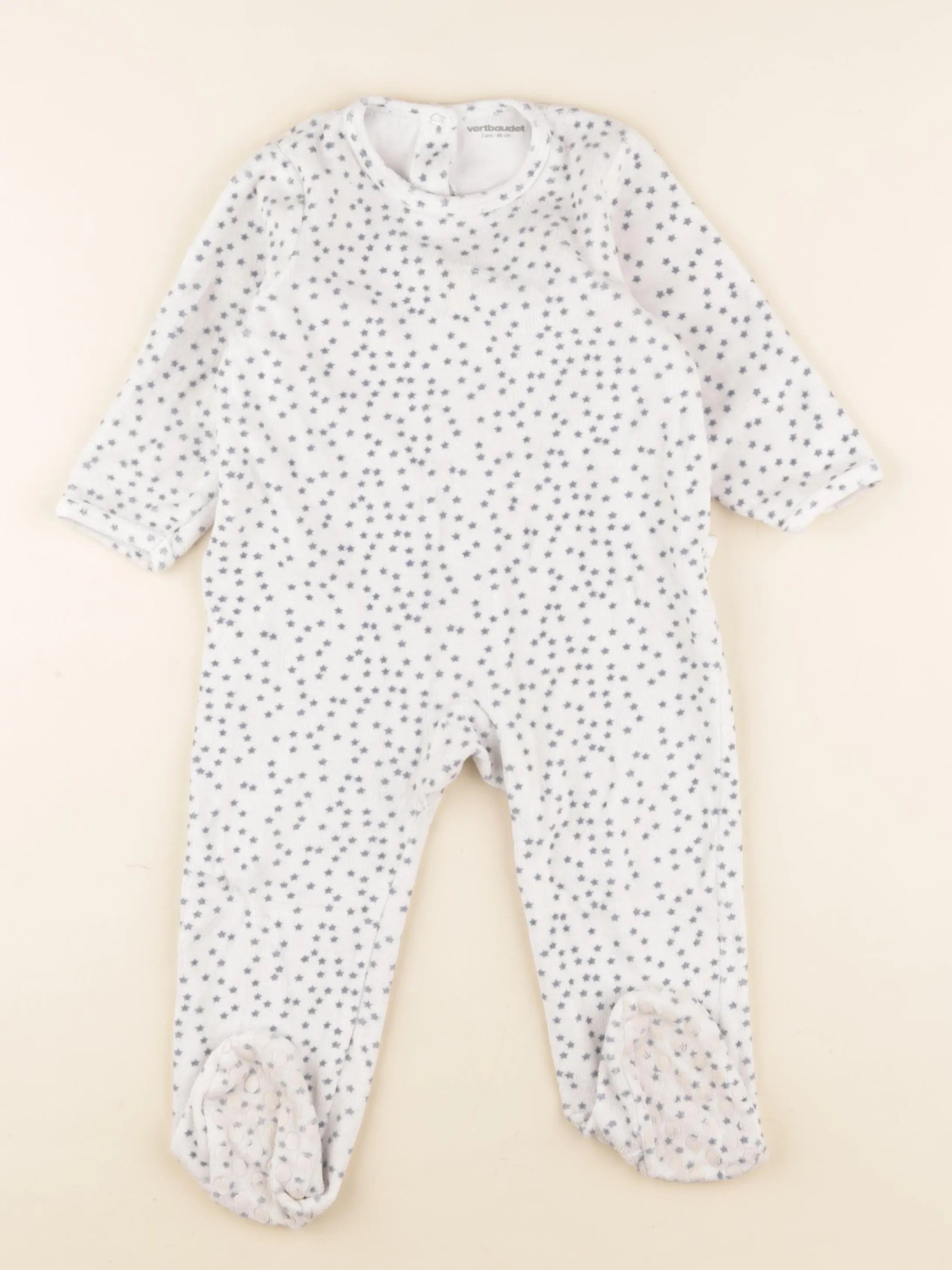 Vertbaudet - pyjama velours blanc, bleu - 2 ans