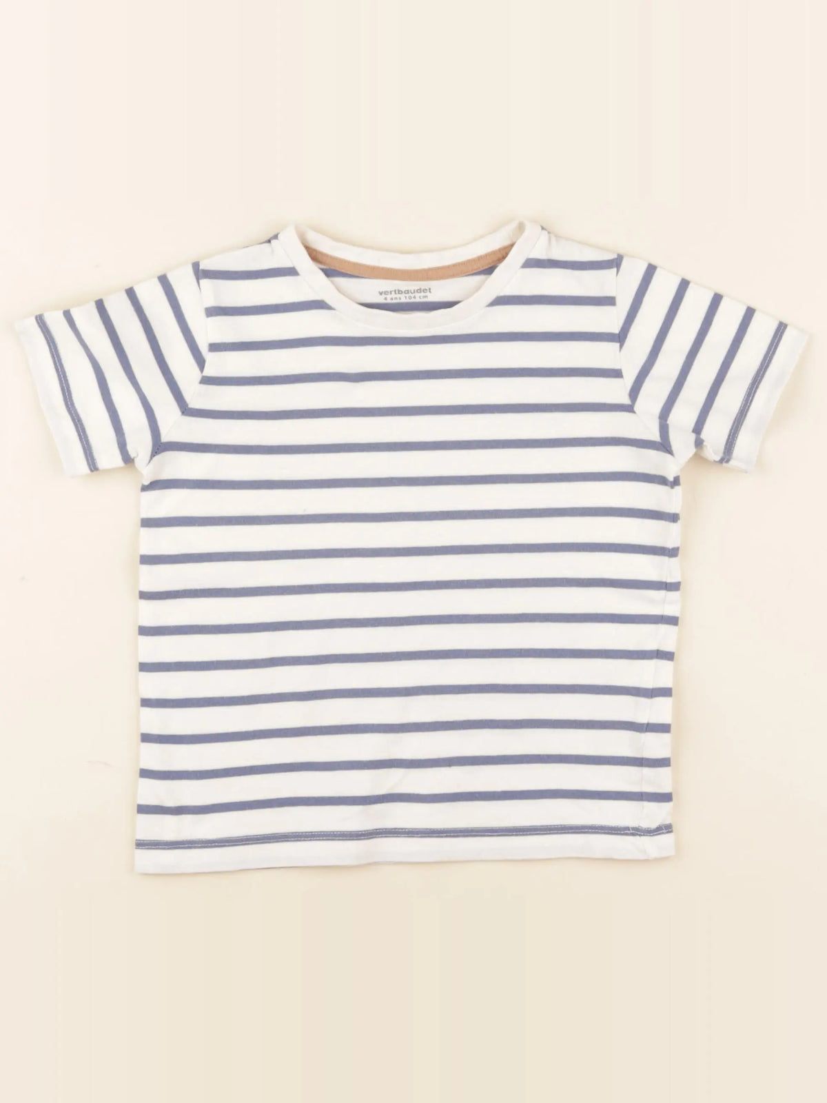Vertbaudet - tee-shirt beige, bleu - 4 ans