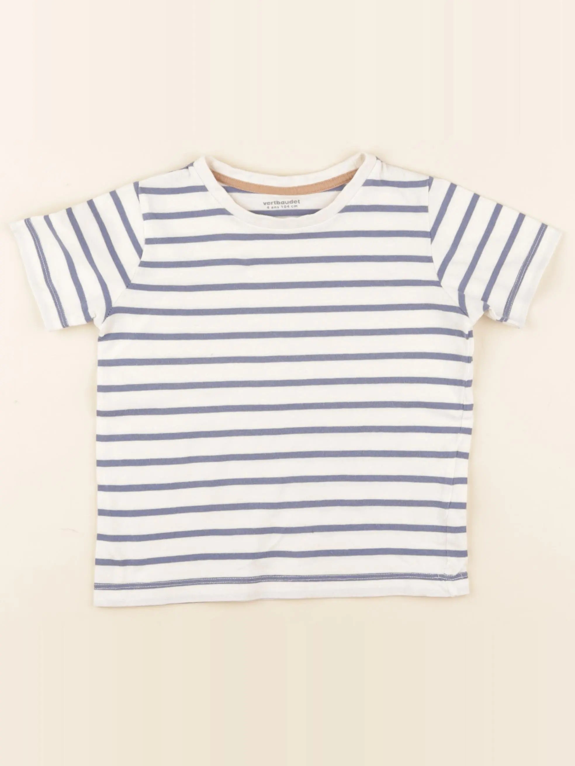 Vertbaudet - tee-shirt beige, bleu - 4 ans