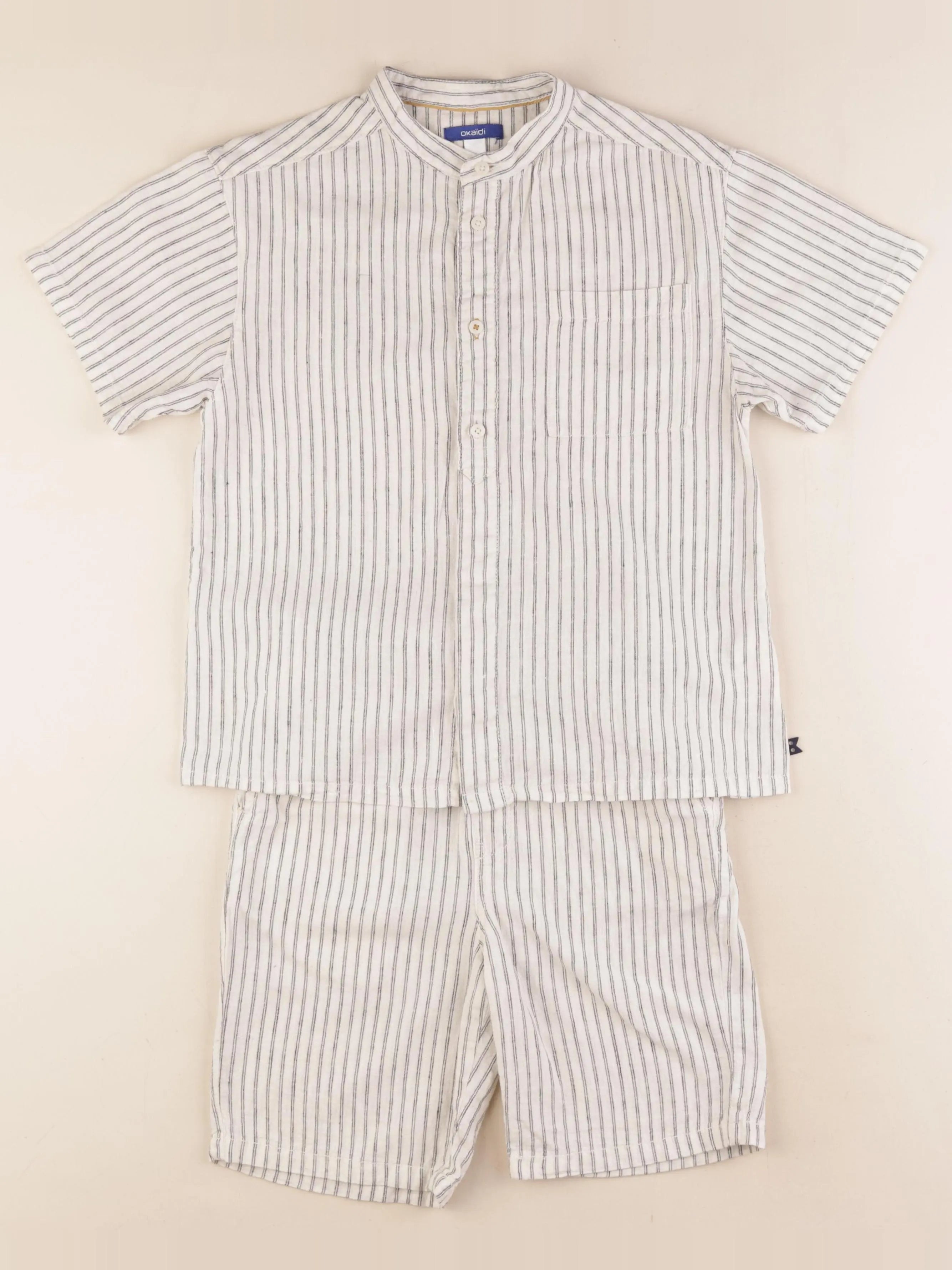 Okaidi - pyjama coton blanc, gris - 8 ans