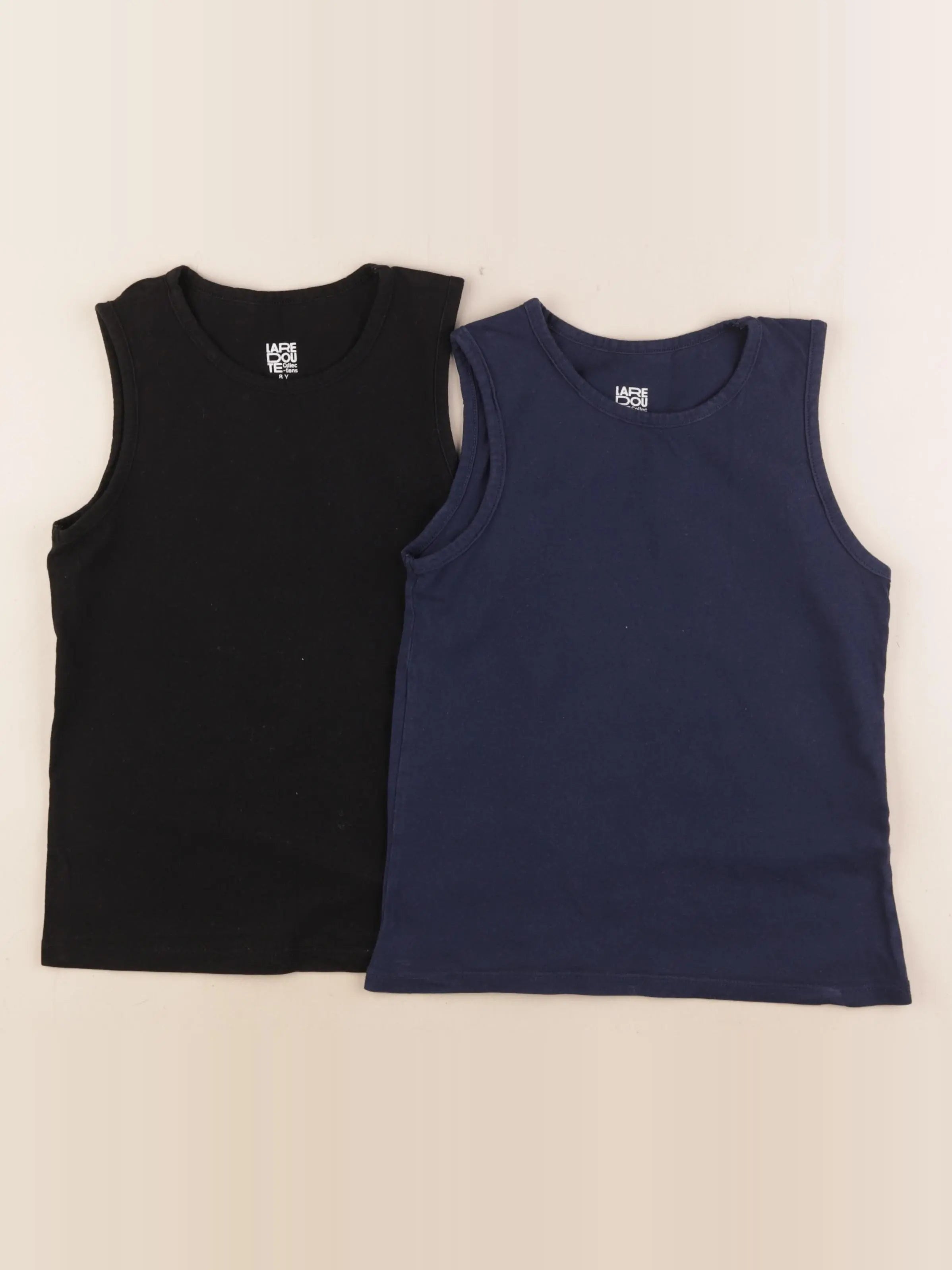 La Redoute - lot de 2 maillots de corps bleu, noir - 8 ans