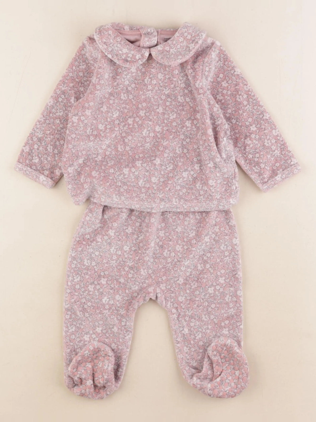 Vertbaudet - pyjama velours rose - 6 mois