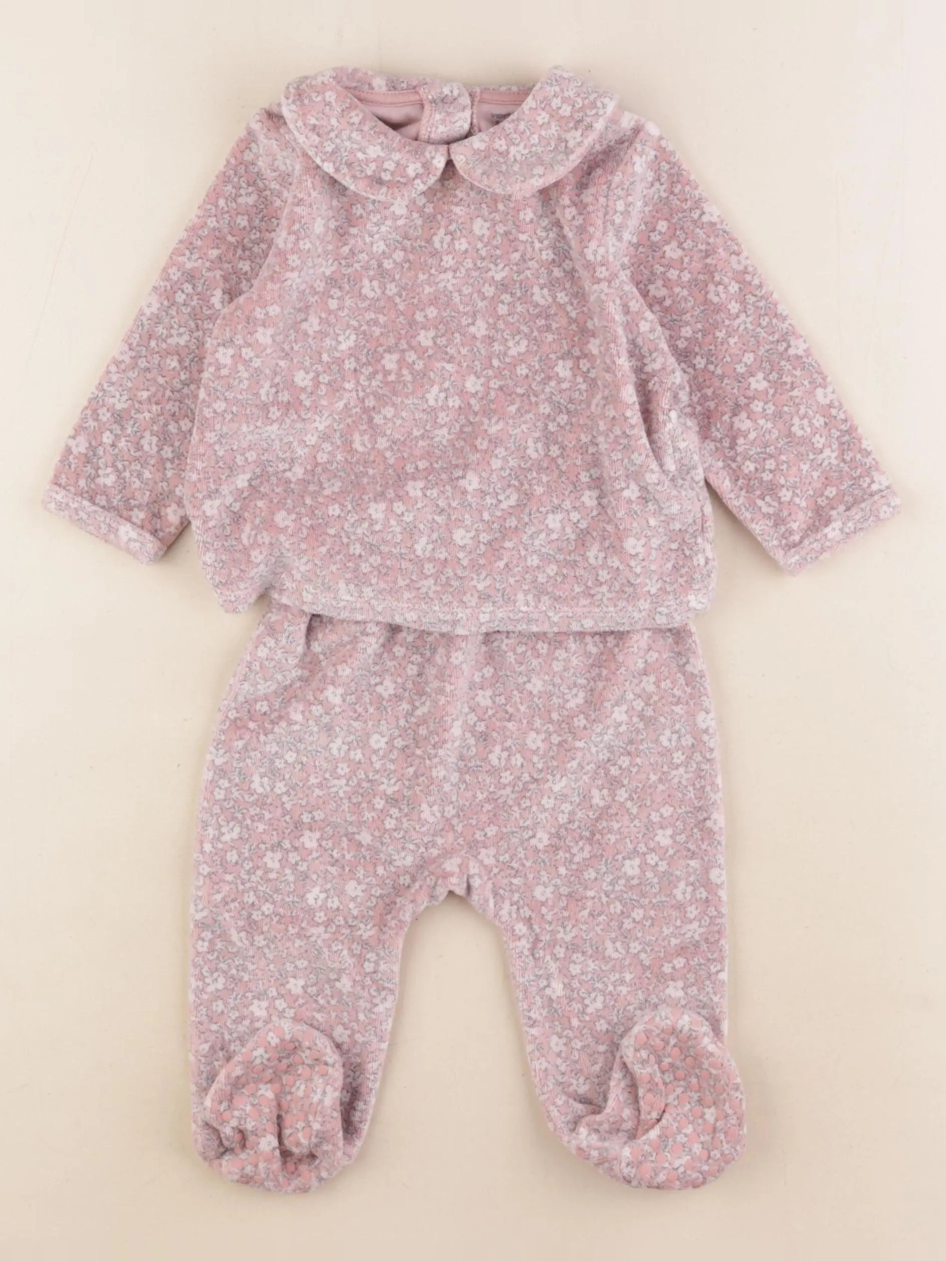 Vertbaudet - pyjama velours rose - 6 mois