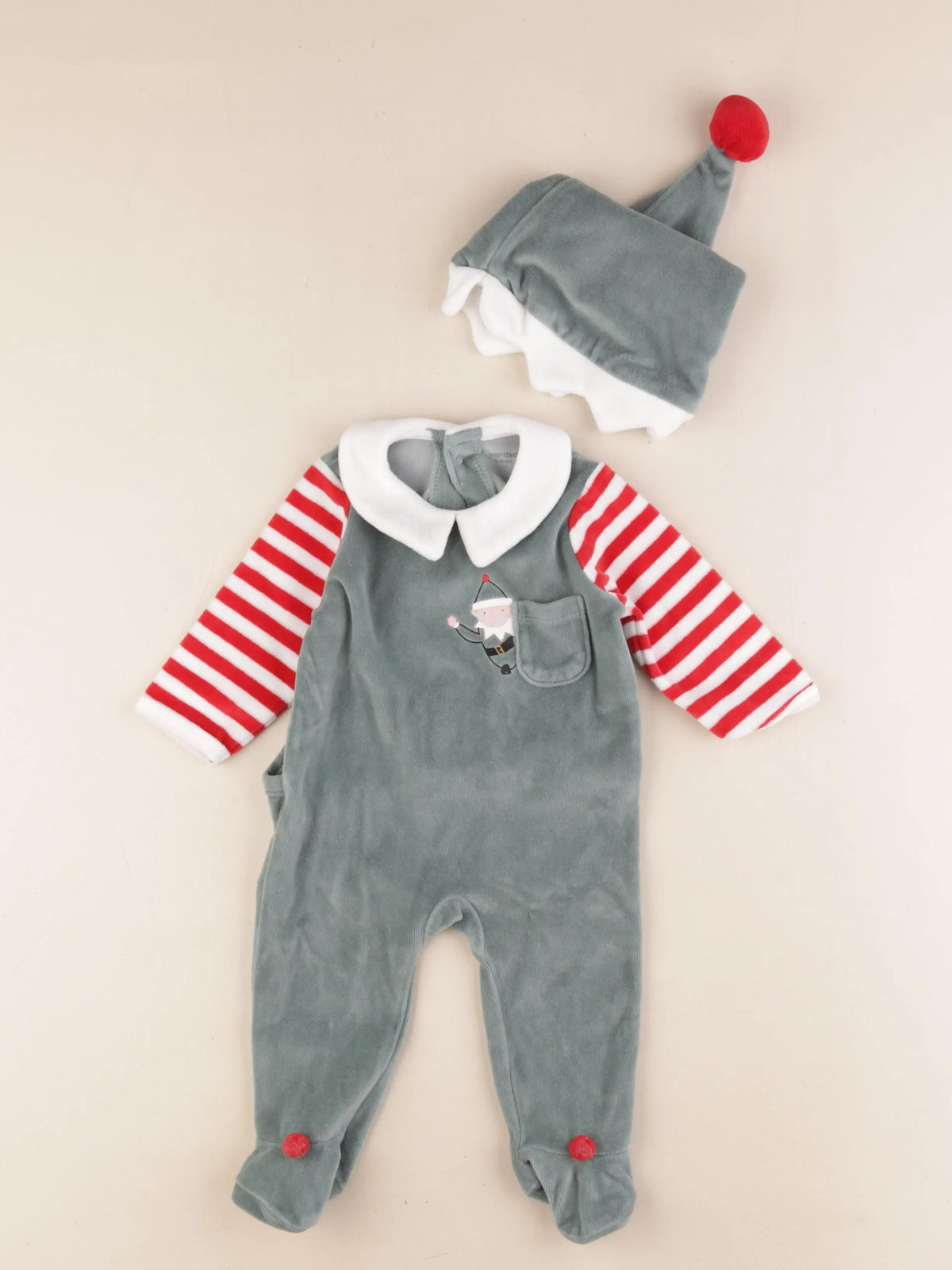 Vertbaudet - pyjama velours multicolore - 6 mois