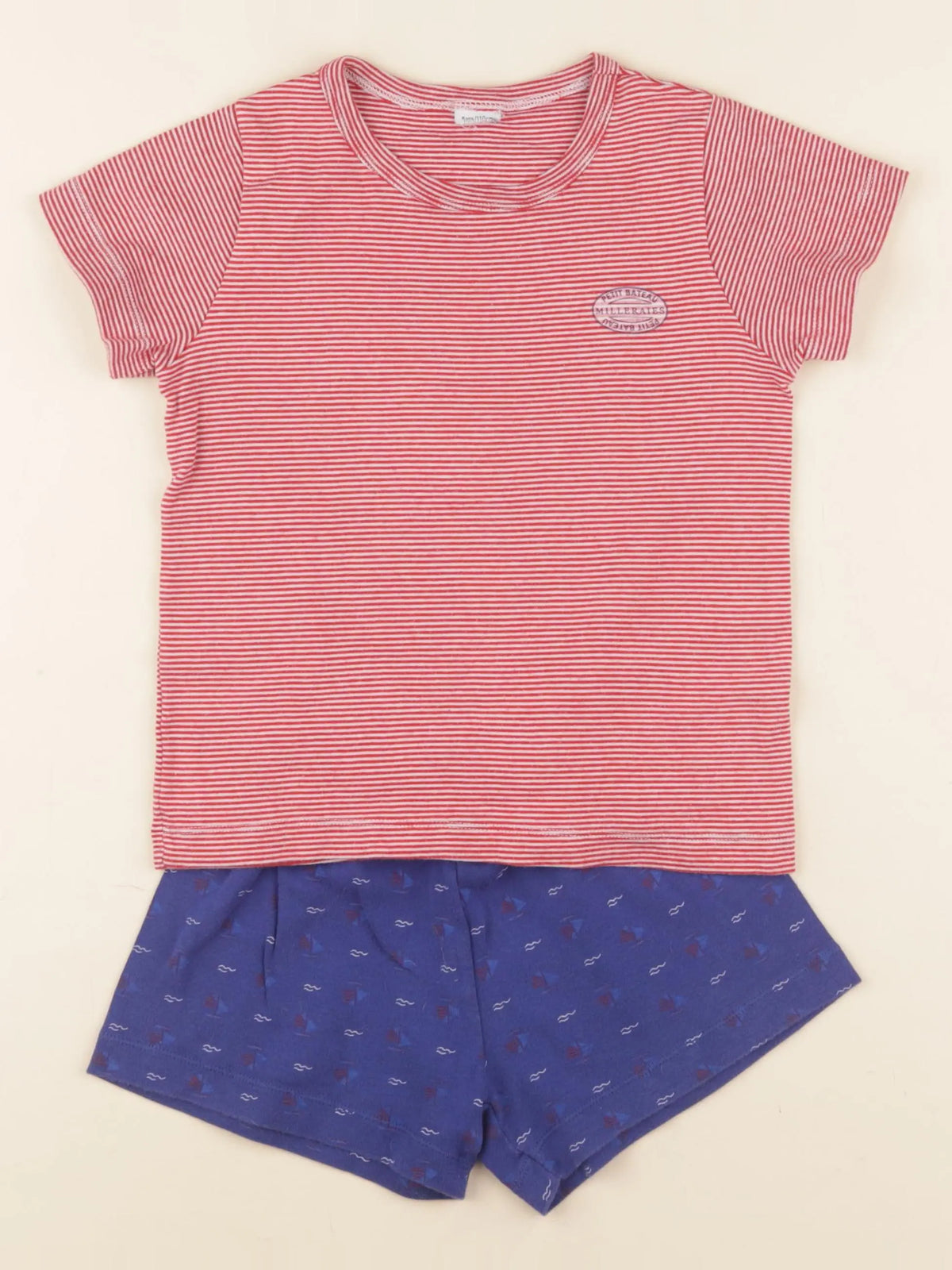 Petit Bateau - pyjama coton bleu, rouge - 5 ans