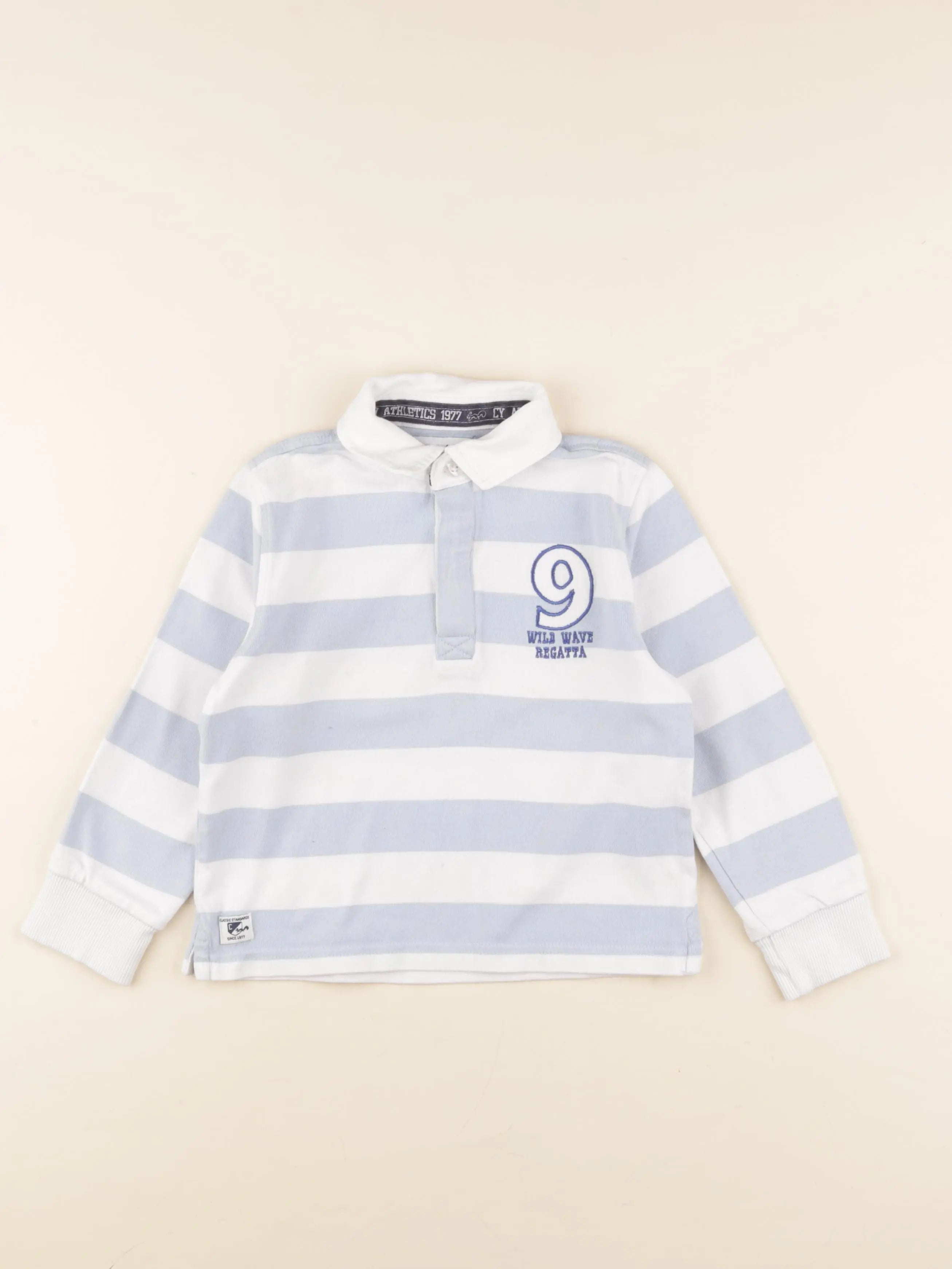 Cyrillus - polo blanc, bleu - 4 ans
