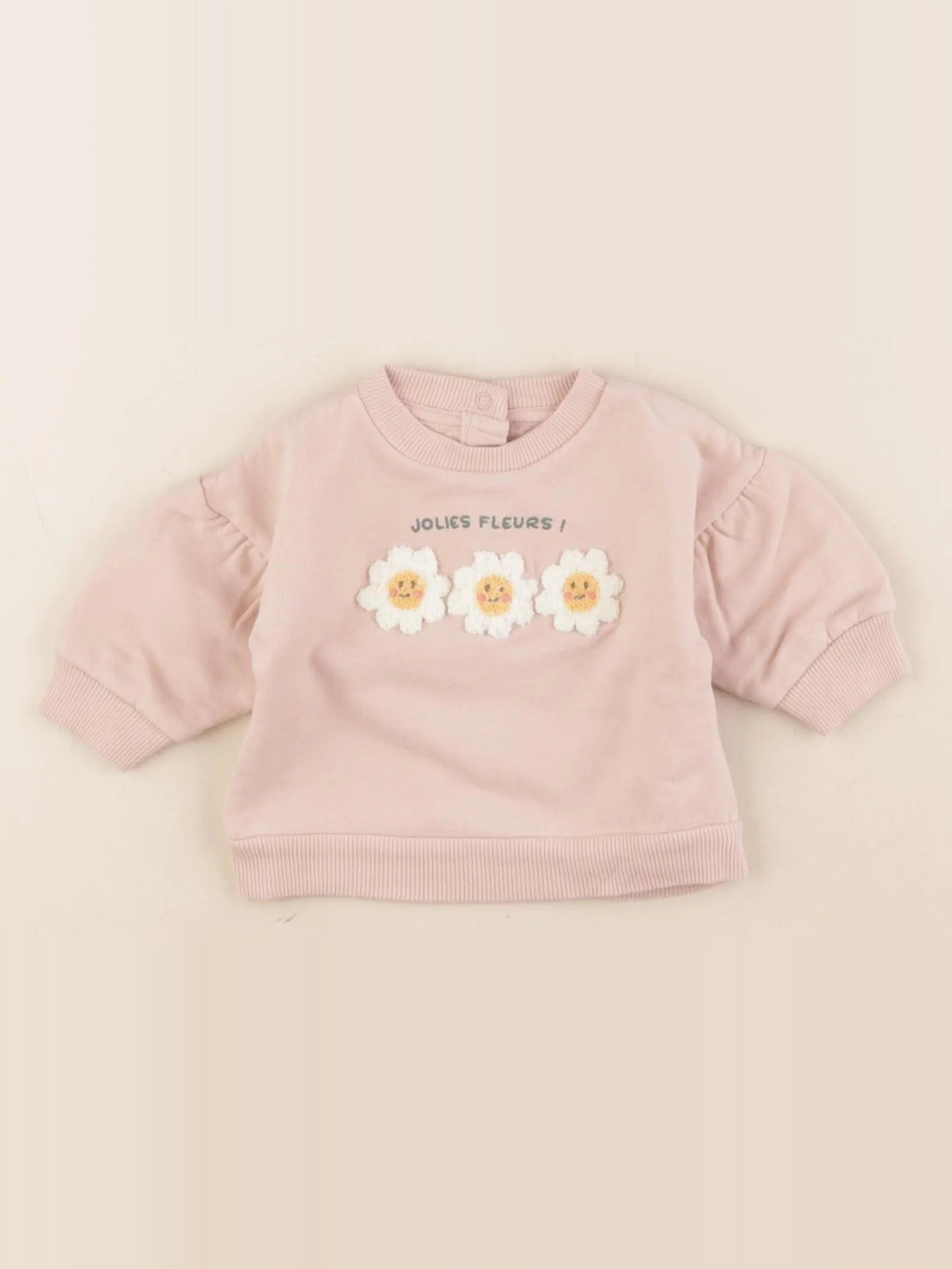 Vertbaudet - sweat rose - 3 mois