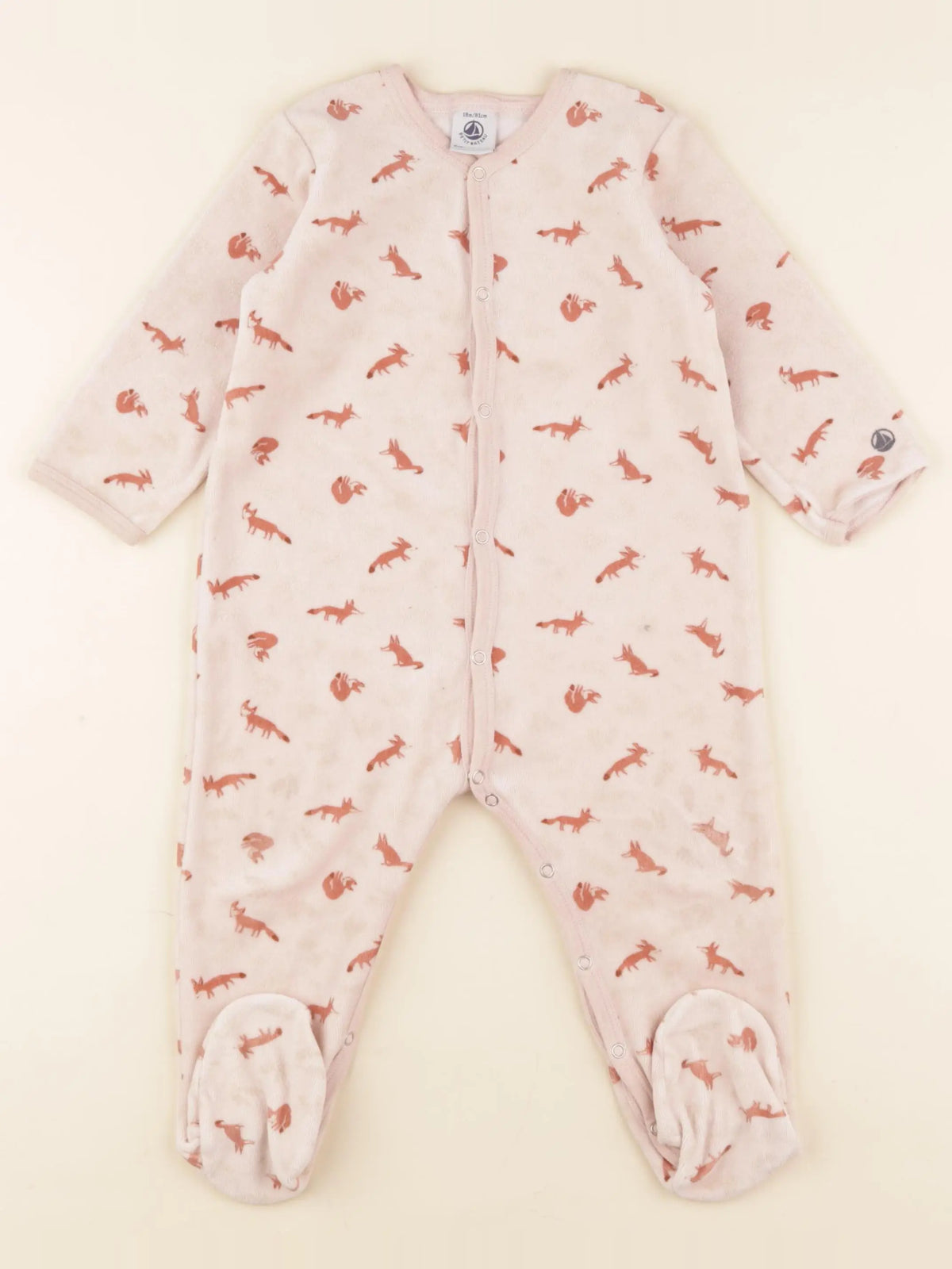 Petit Bateau - pyjama velours rose - 18 mois
