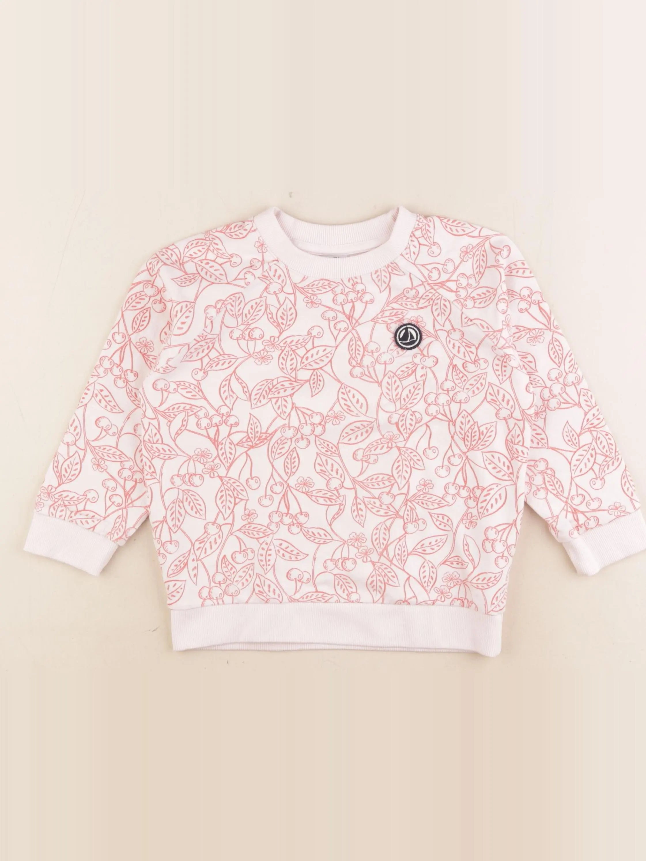 Petit Bateau - sweat blanc, rose - 4 ans