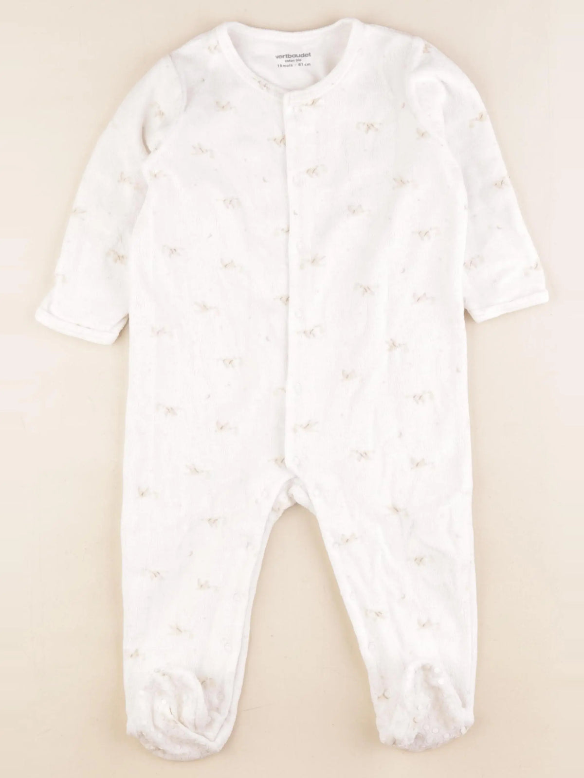Vertbaudet - pyjama velours blanc - 18 mois