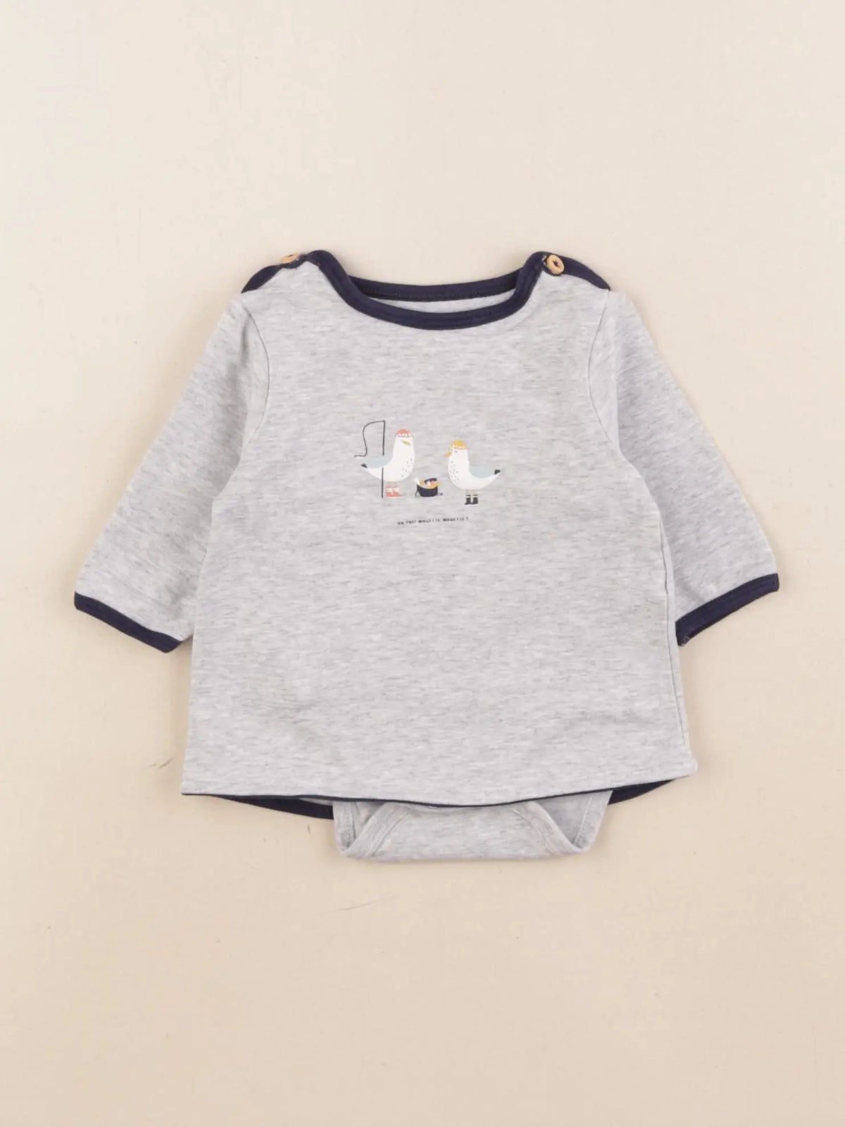 Vertbaudet - body tee-shirt gris - 1 mois