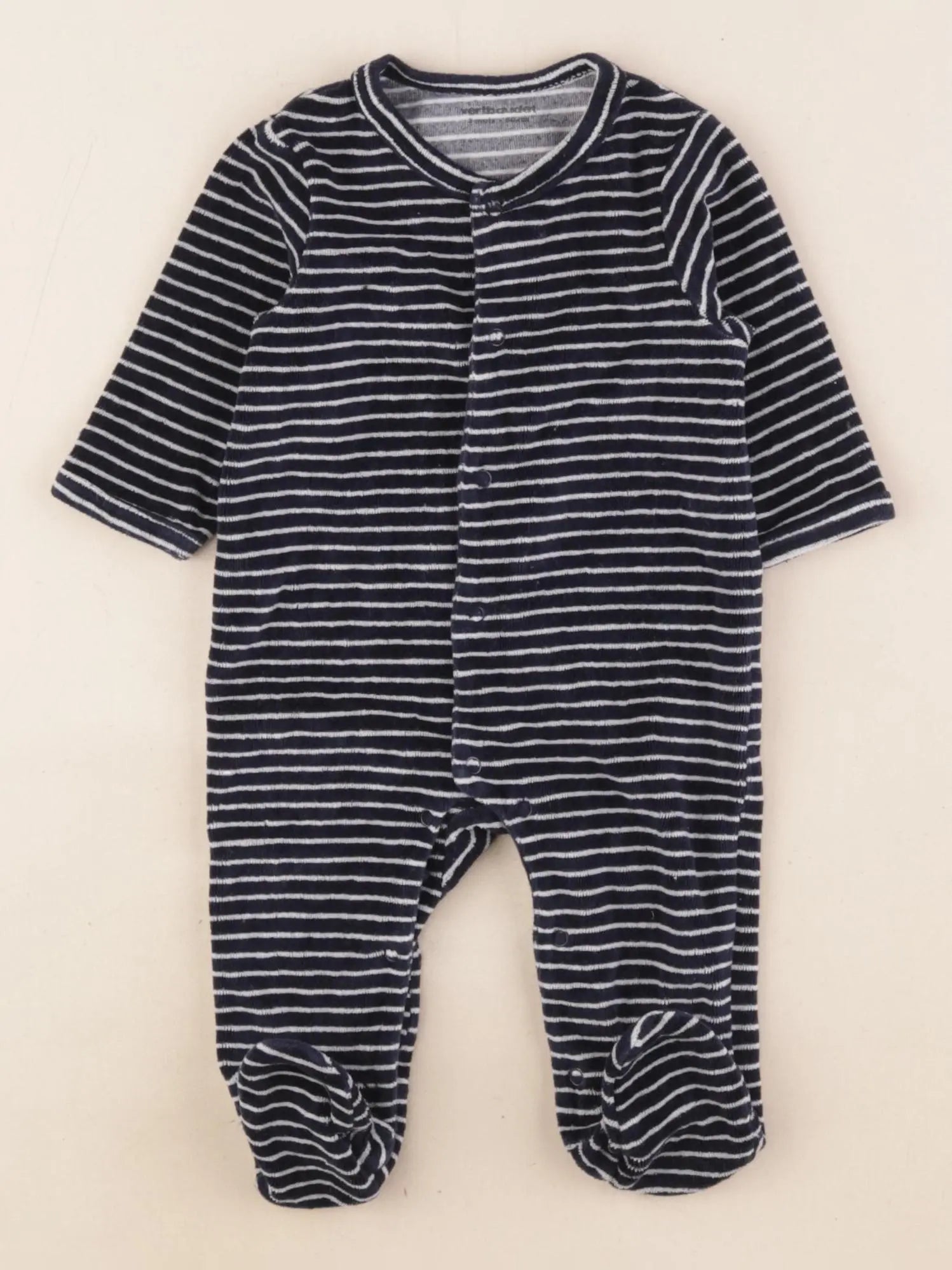 Vertbaudet - pyjama velours bleu - 3 mois