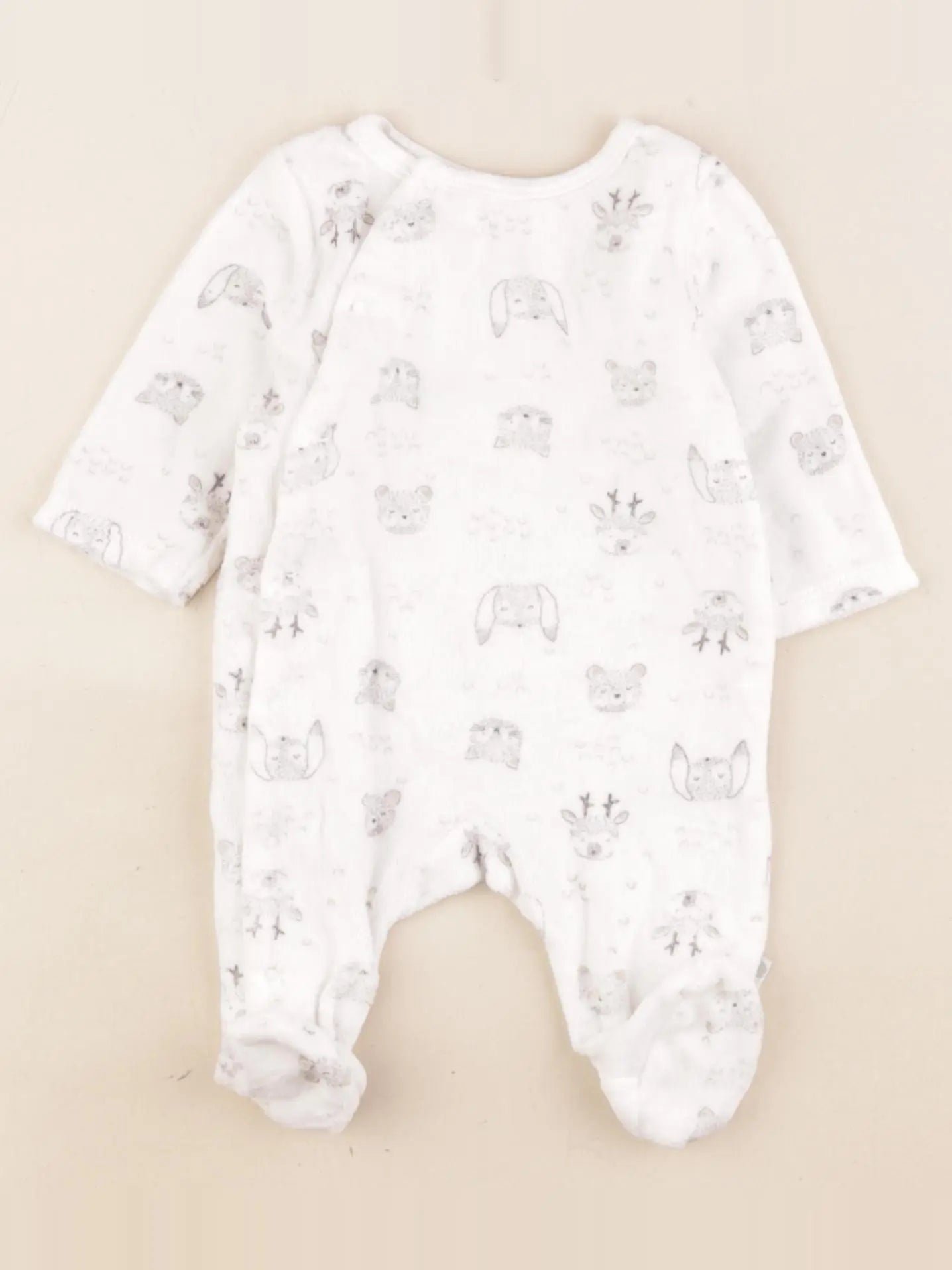 Tape à l'oeil - pyjama velours gris - 1 mois