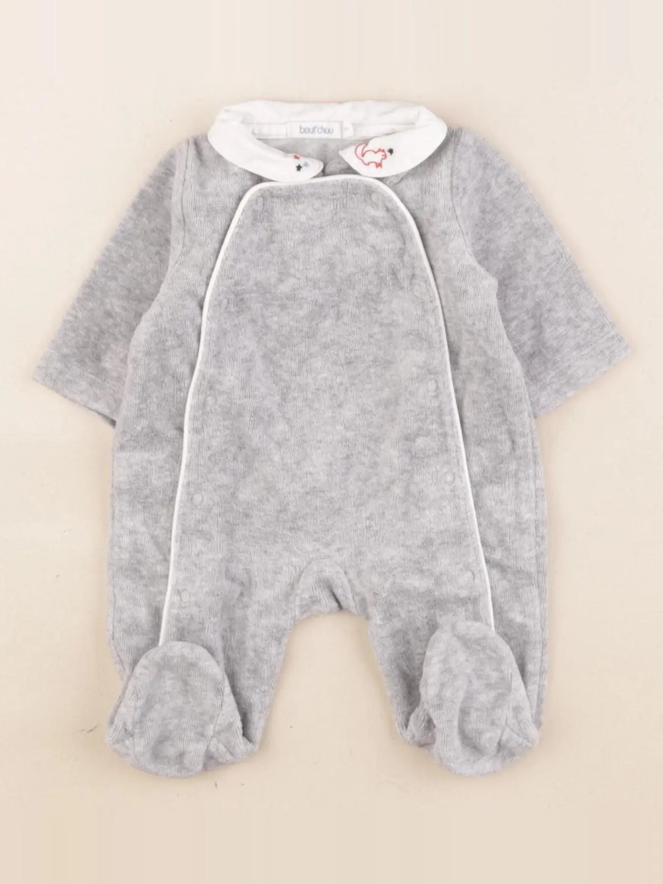 Boutchou - pyjama velours gris - 0 mois