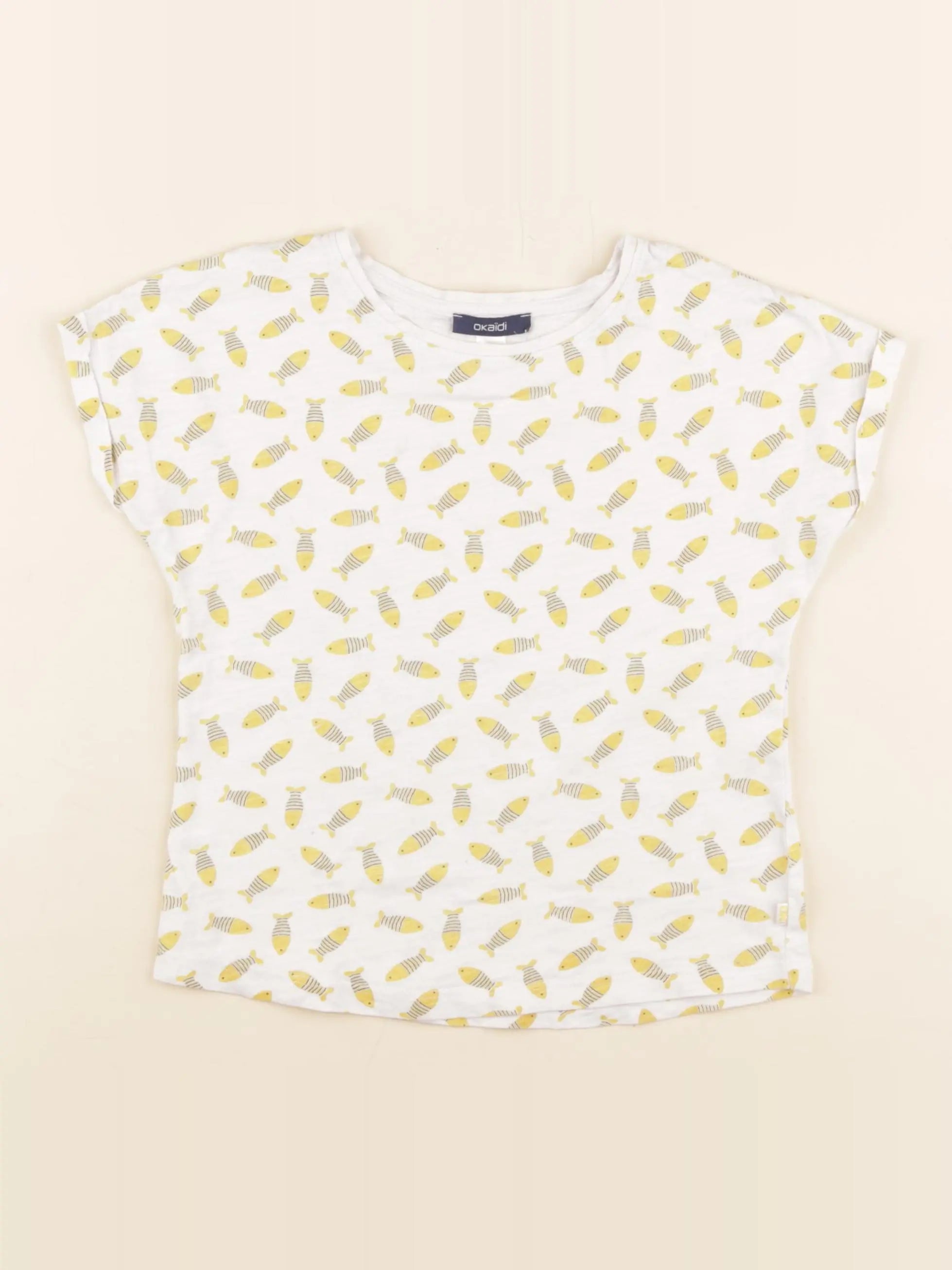 Okaidi - tee-shirt blanc, jaune - 5 ans