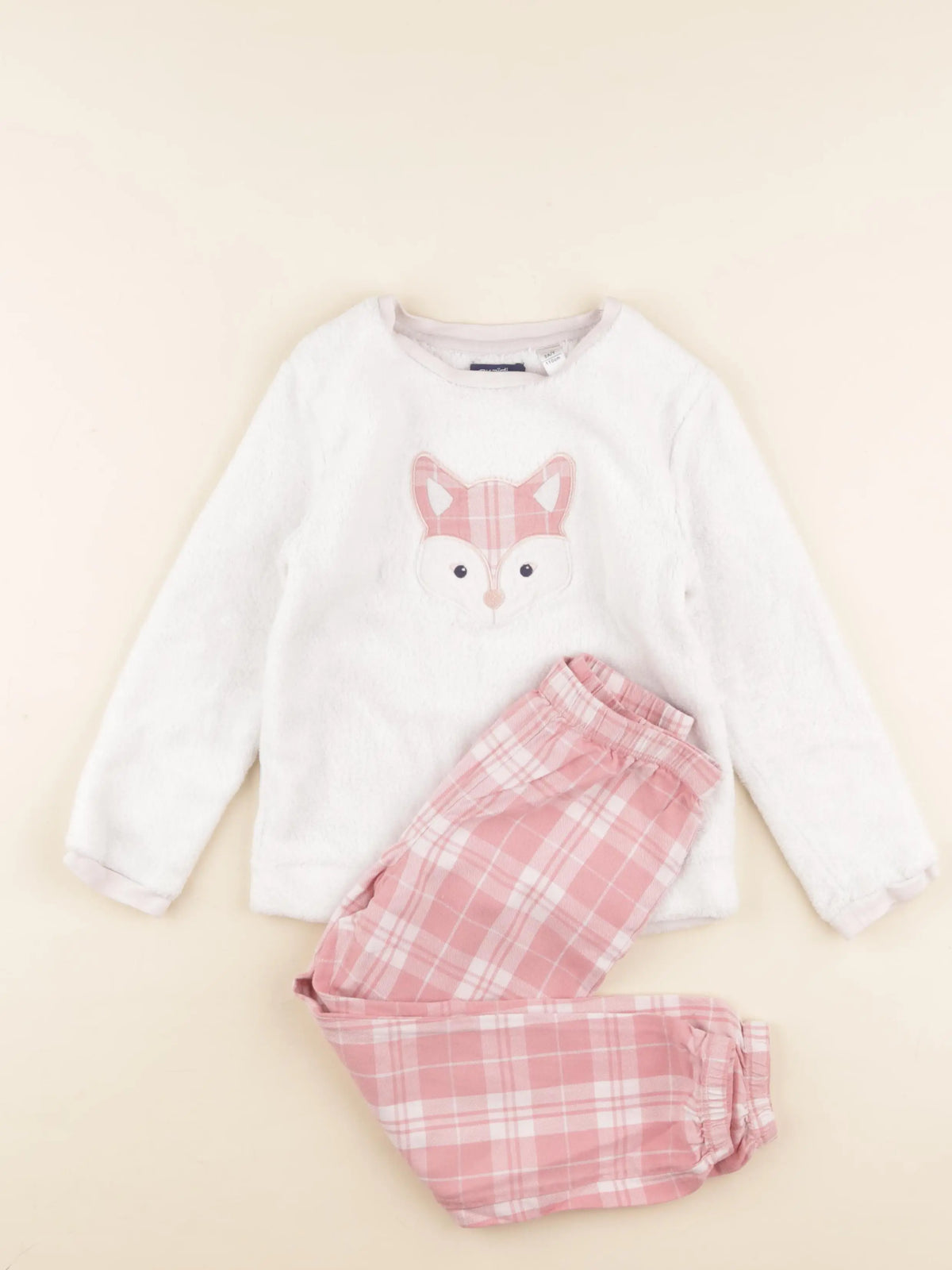 Okaidi - pyjama velours rose, blanc - 5 ans