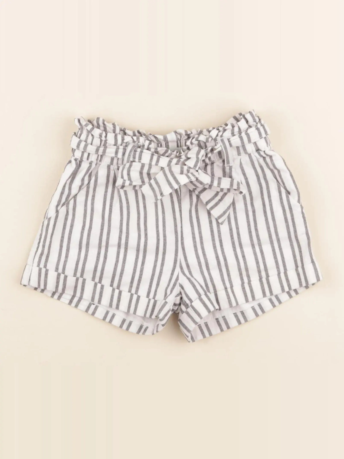 Vertbaudet - short blanc, gris - 5 ans