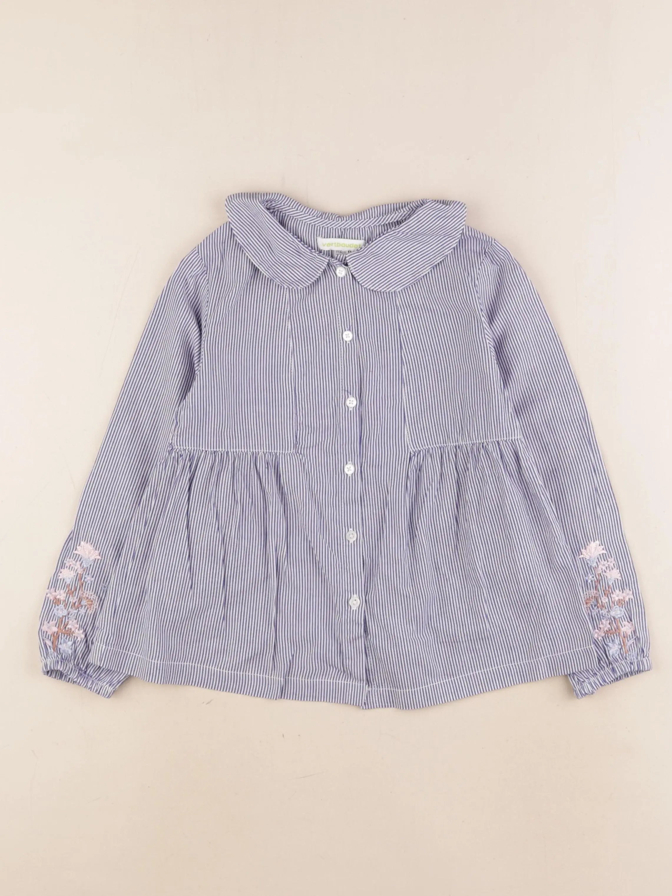 Vertbaudet - blouse bleu, blanc - 6 ans