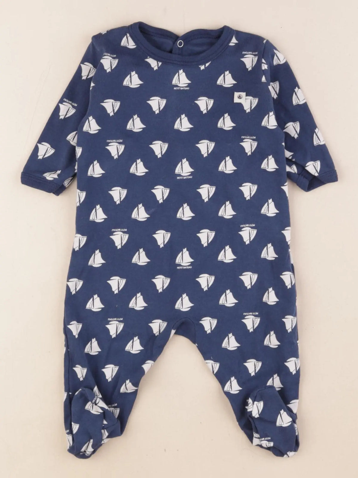 Petit Bateau - pyjama coton bleu - 3 mois
